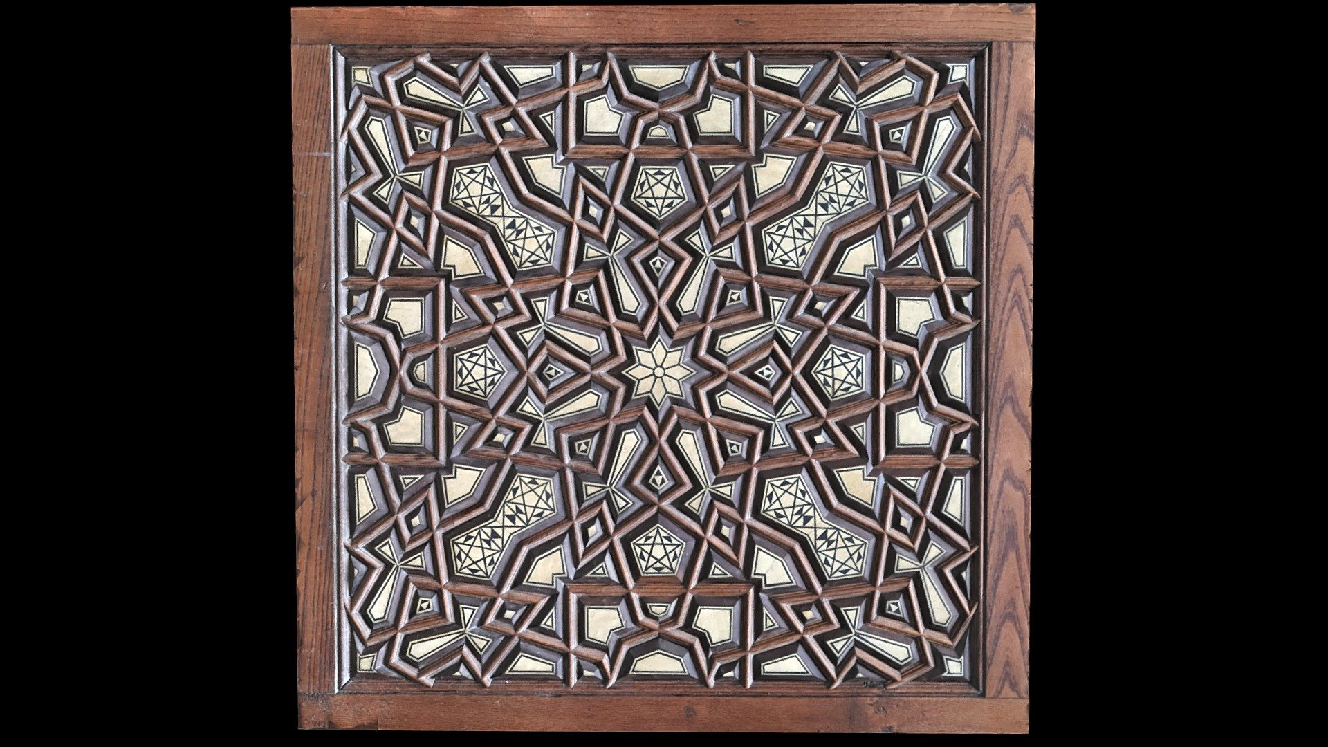 Islamic Geometric Motif on Wooden Door Panel 3d model