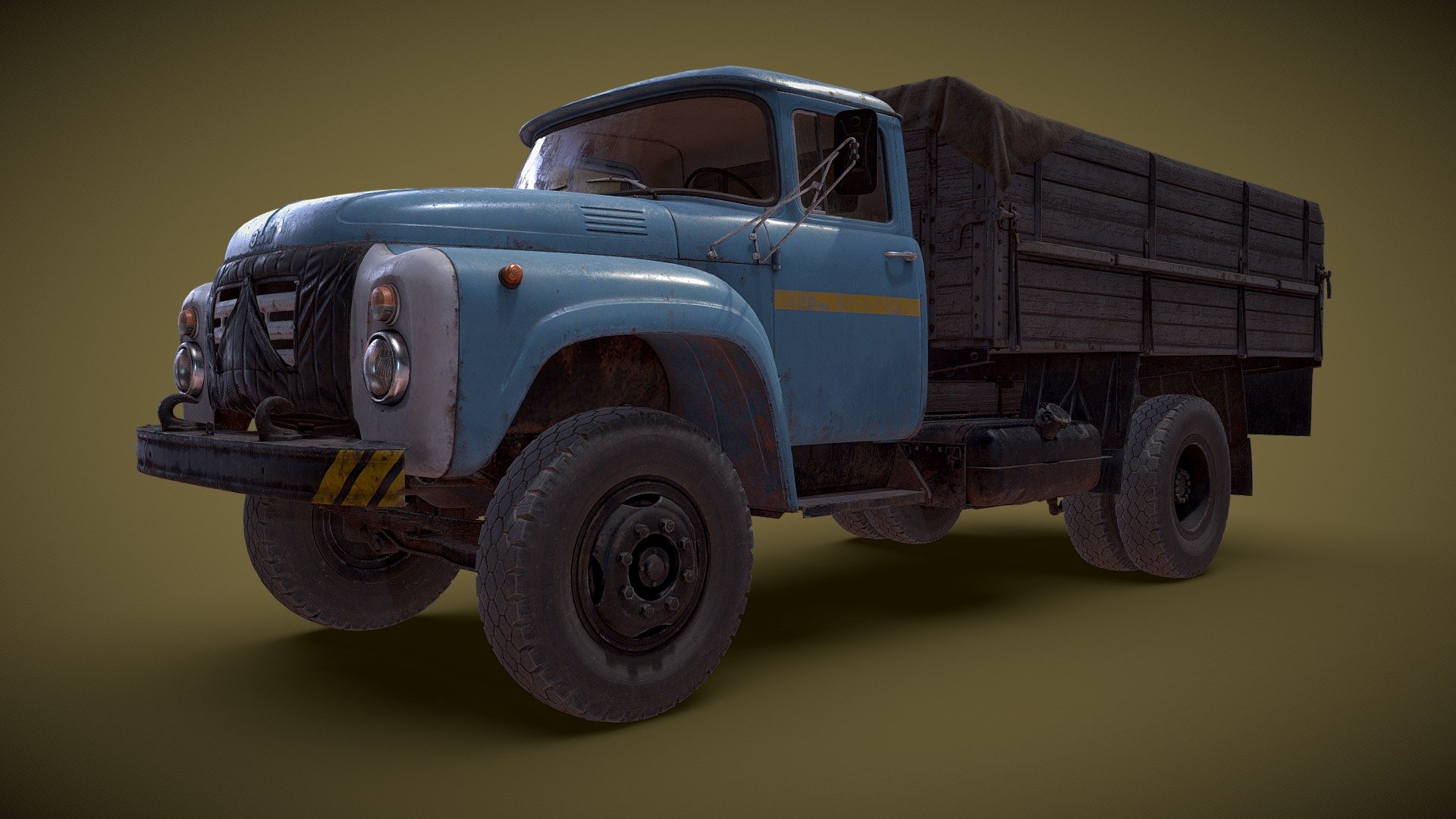 Soviet flatbed truck. ZIL 130 3d model