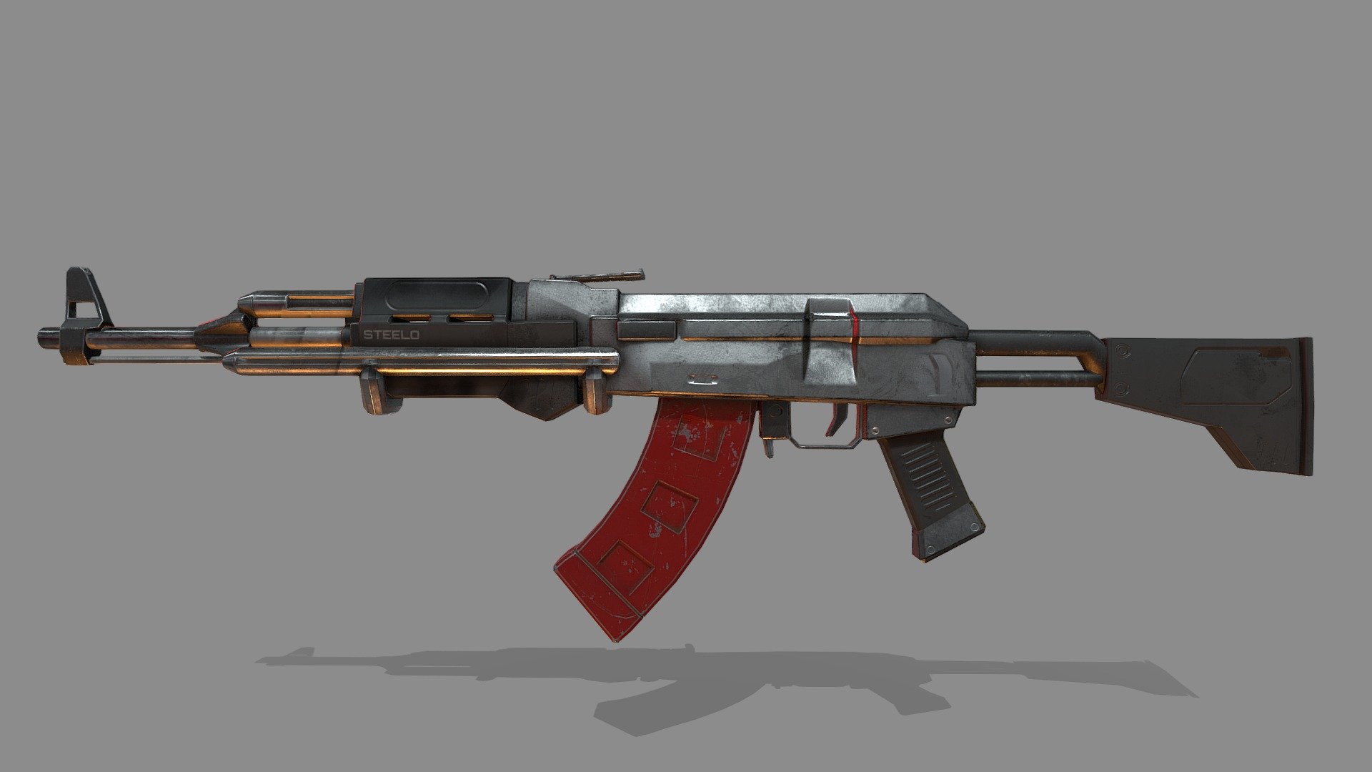 AK-47 Sci-Fi Concept Machine Gun 3d model