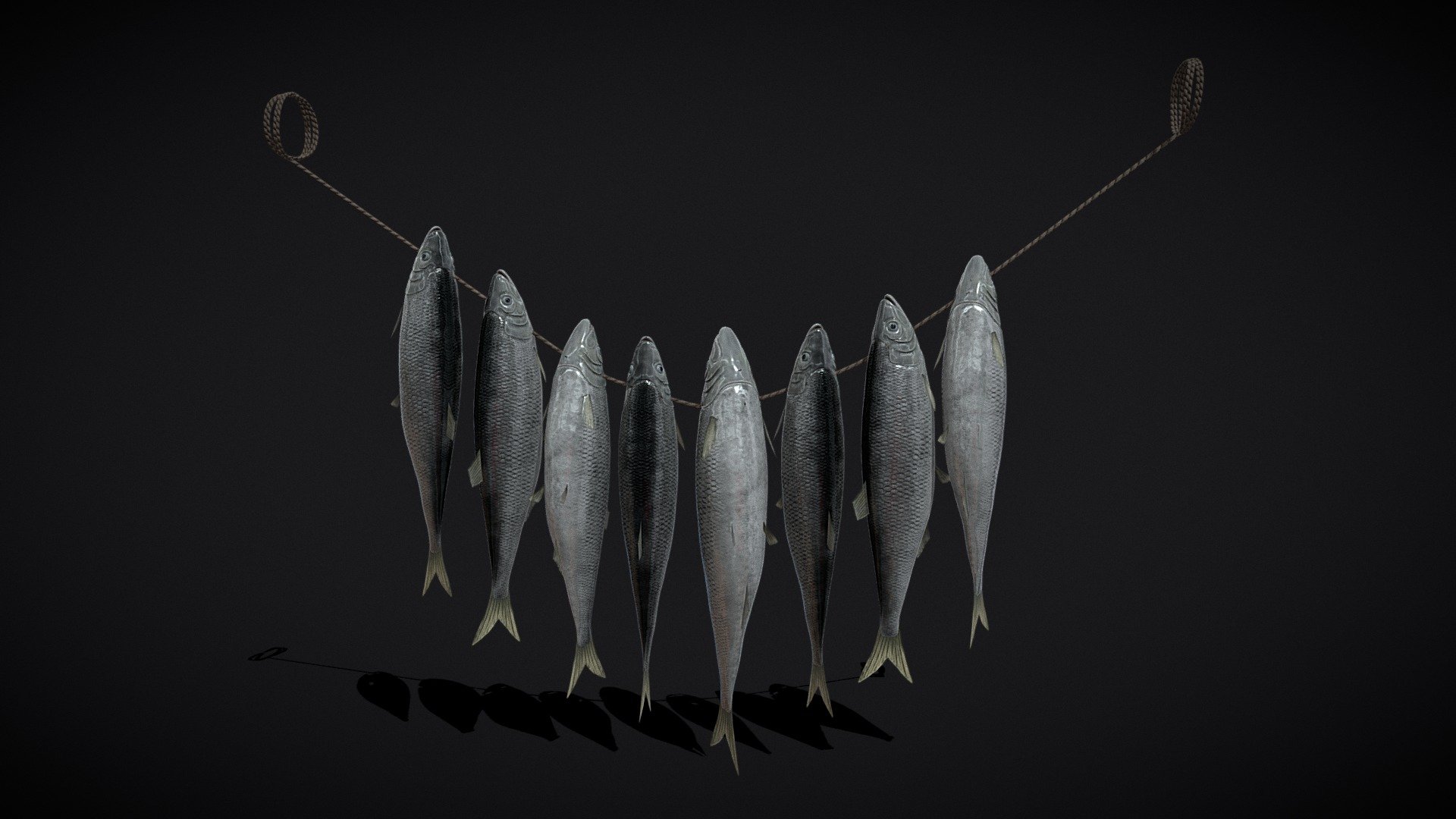 Hanging Herring Fish 3d model