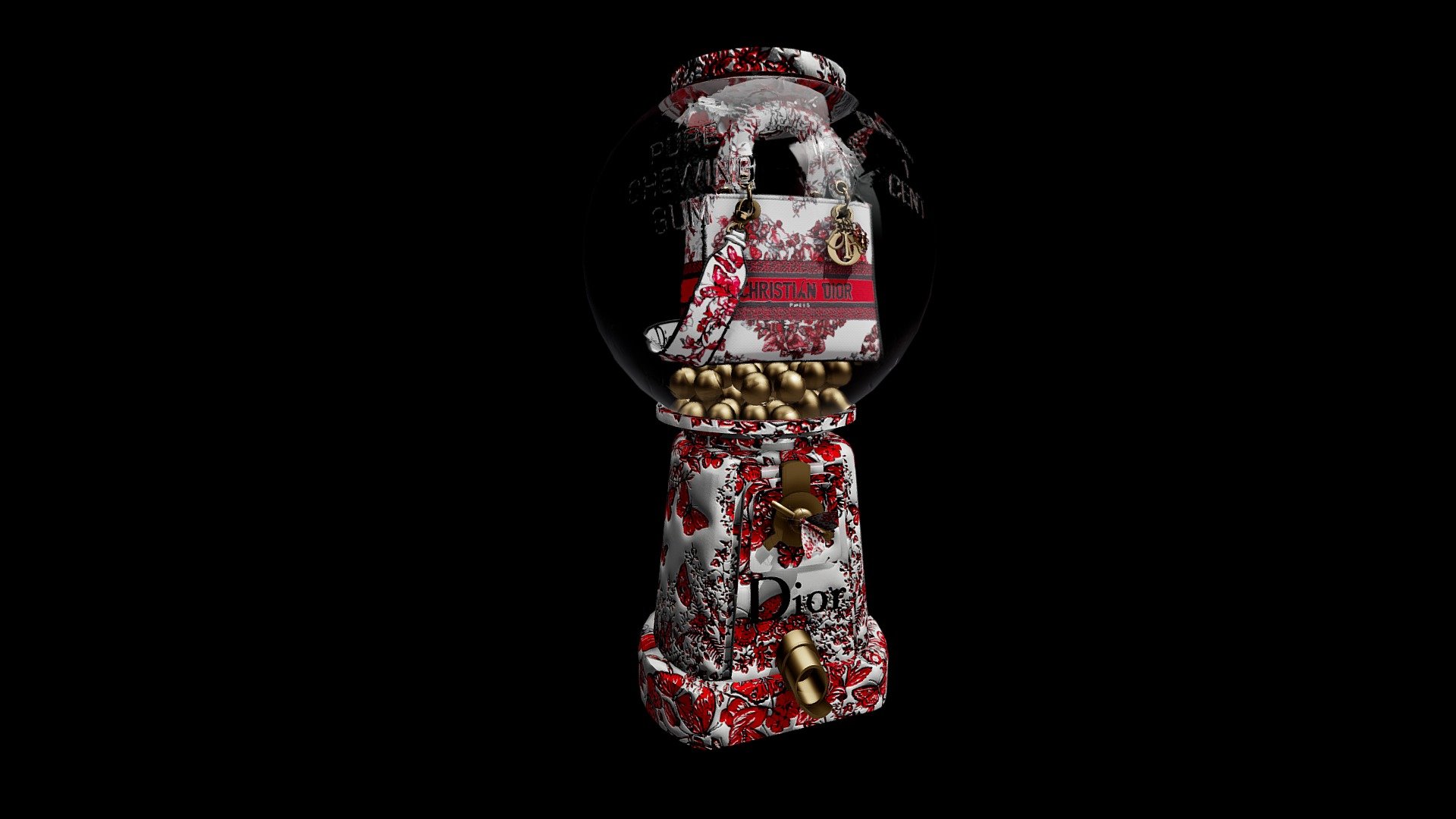 Dior Gum ball machine with butterflies 3d model