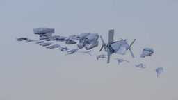 spacecrafts low-poly set 01