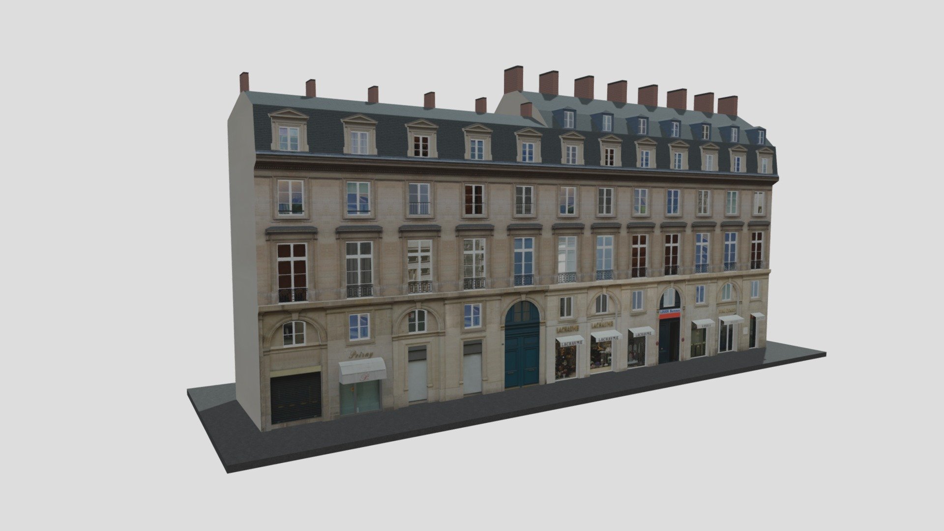 Paris Corner Apartment Building 10 3d model