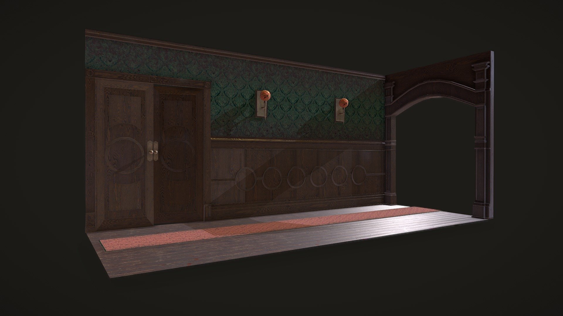 Aged Victorian House Hallway 3d model