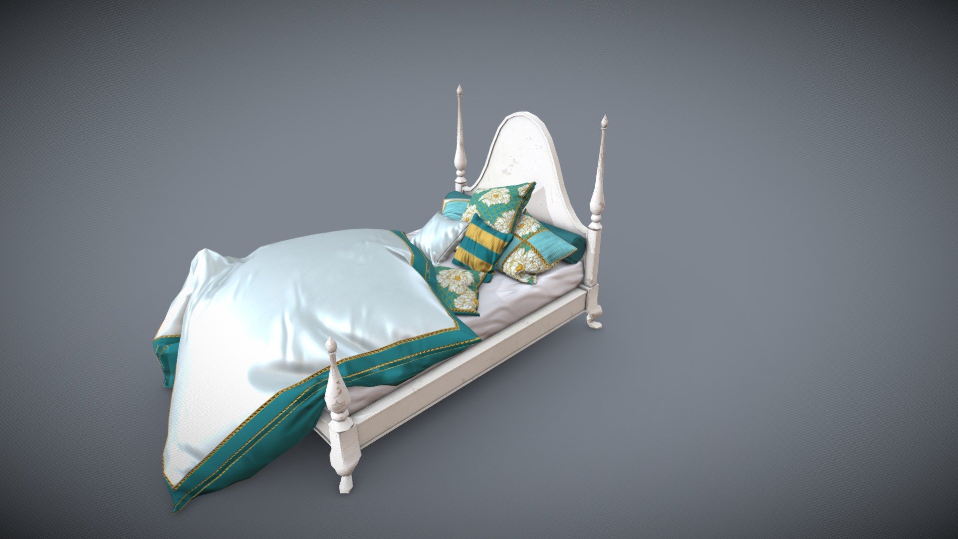 Vintage Bed 3d model