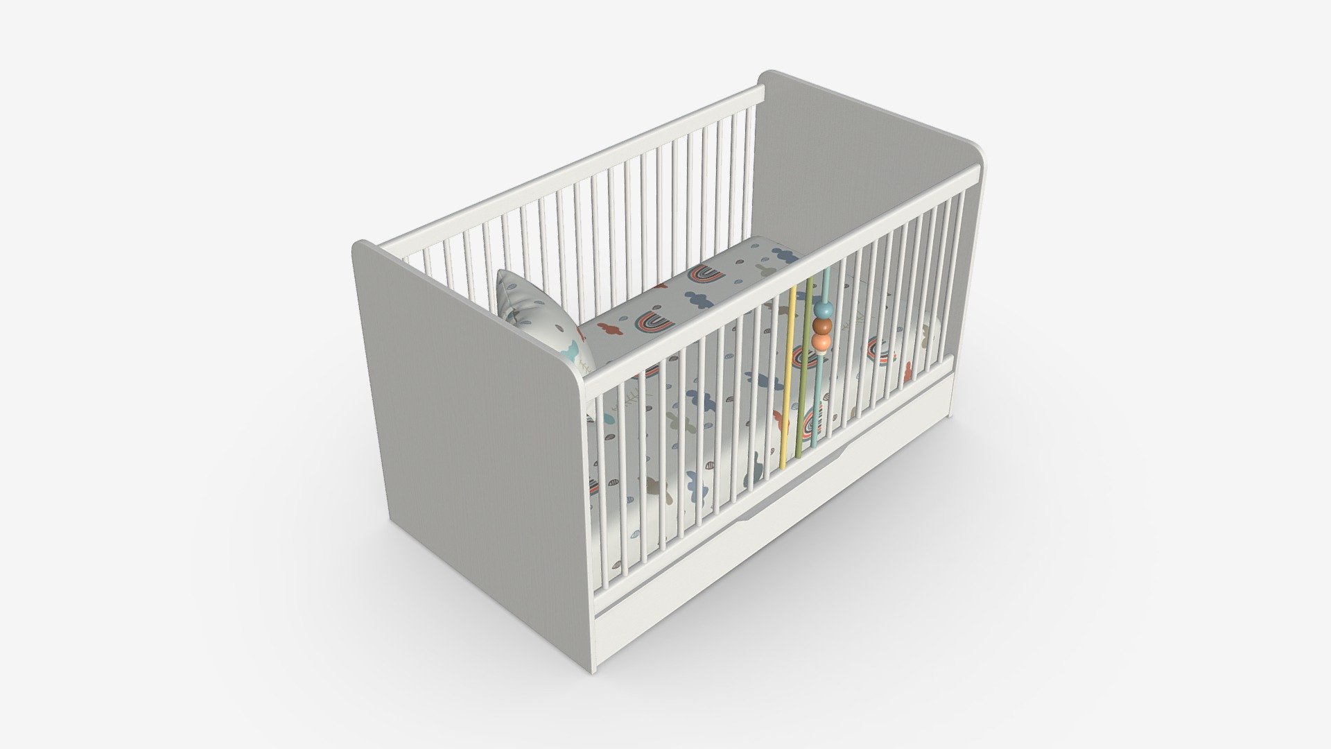 Cilek Montes White Baby Crib 3d model