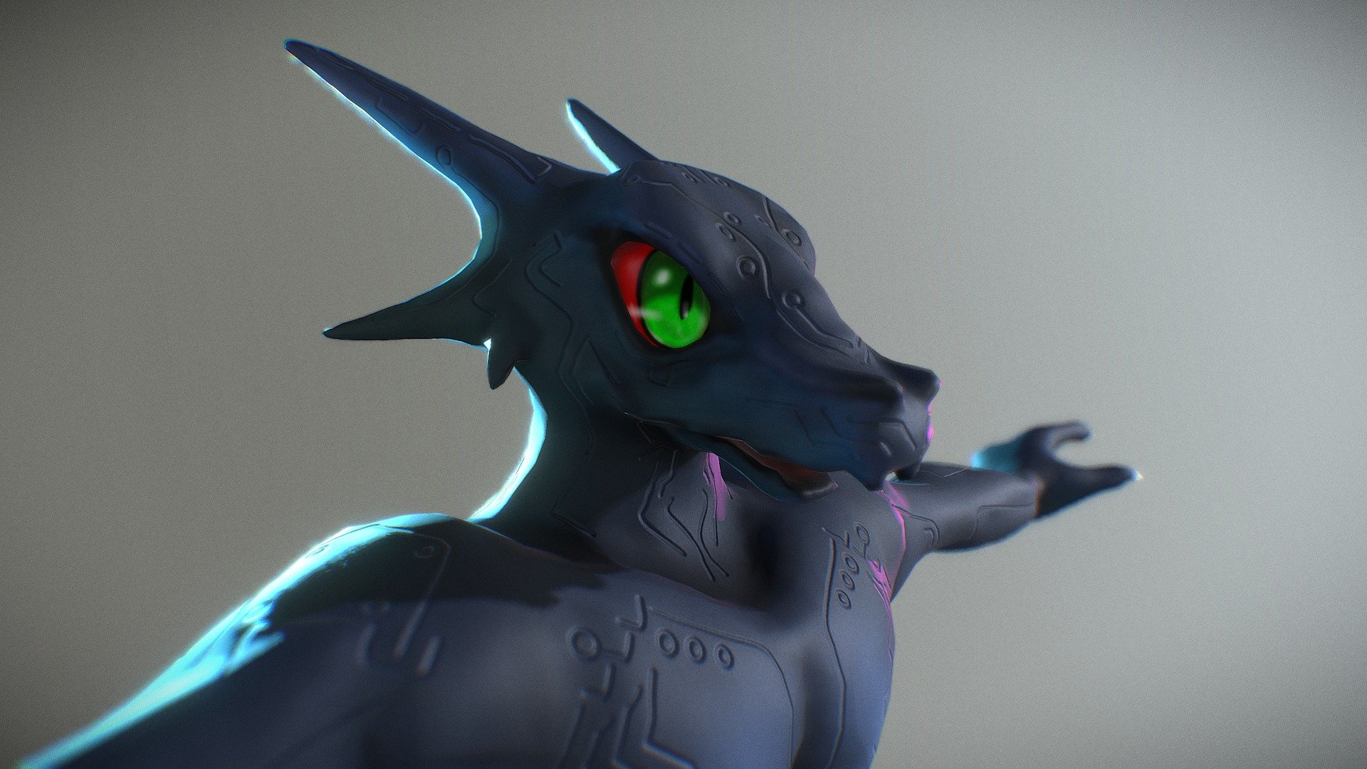 digital tatooed blackdragon 3d model