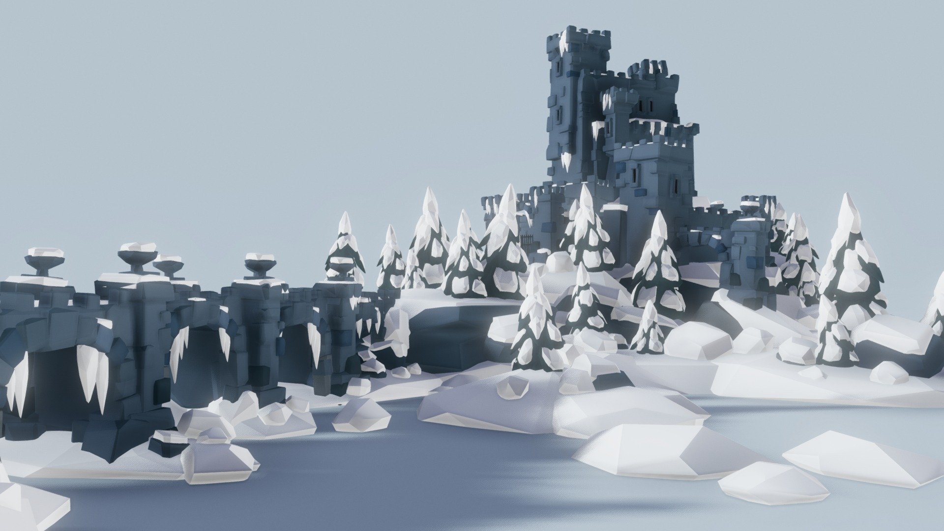 Winter Fortress 3d model