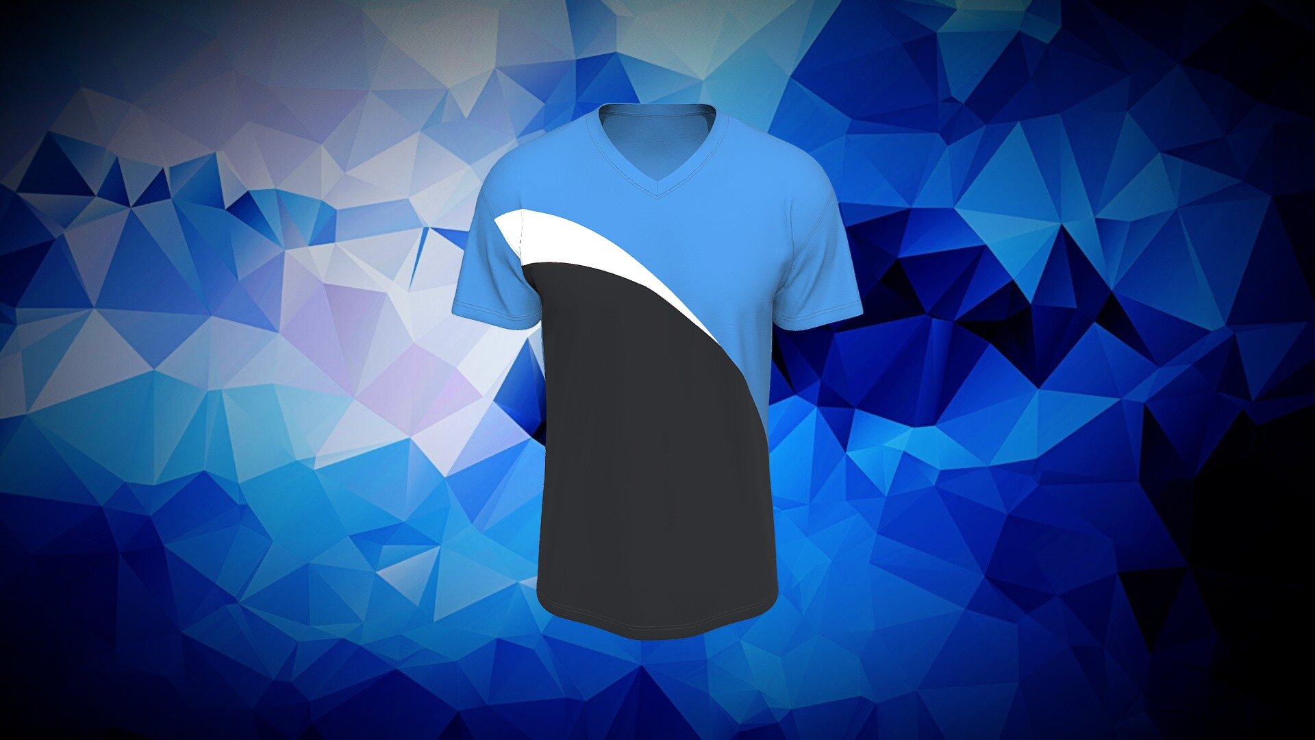 Sporty V-neck t-shirt Blue 3d model