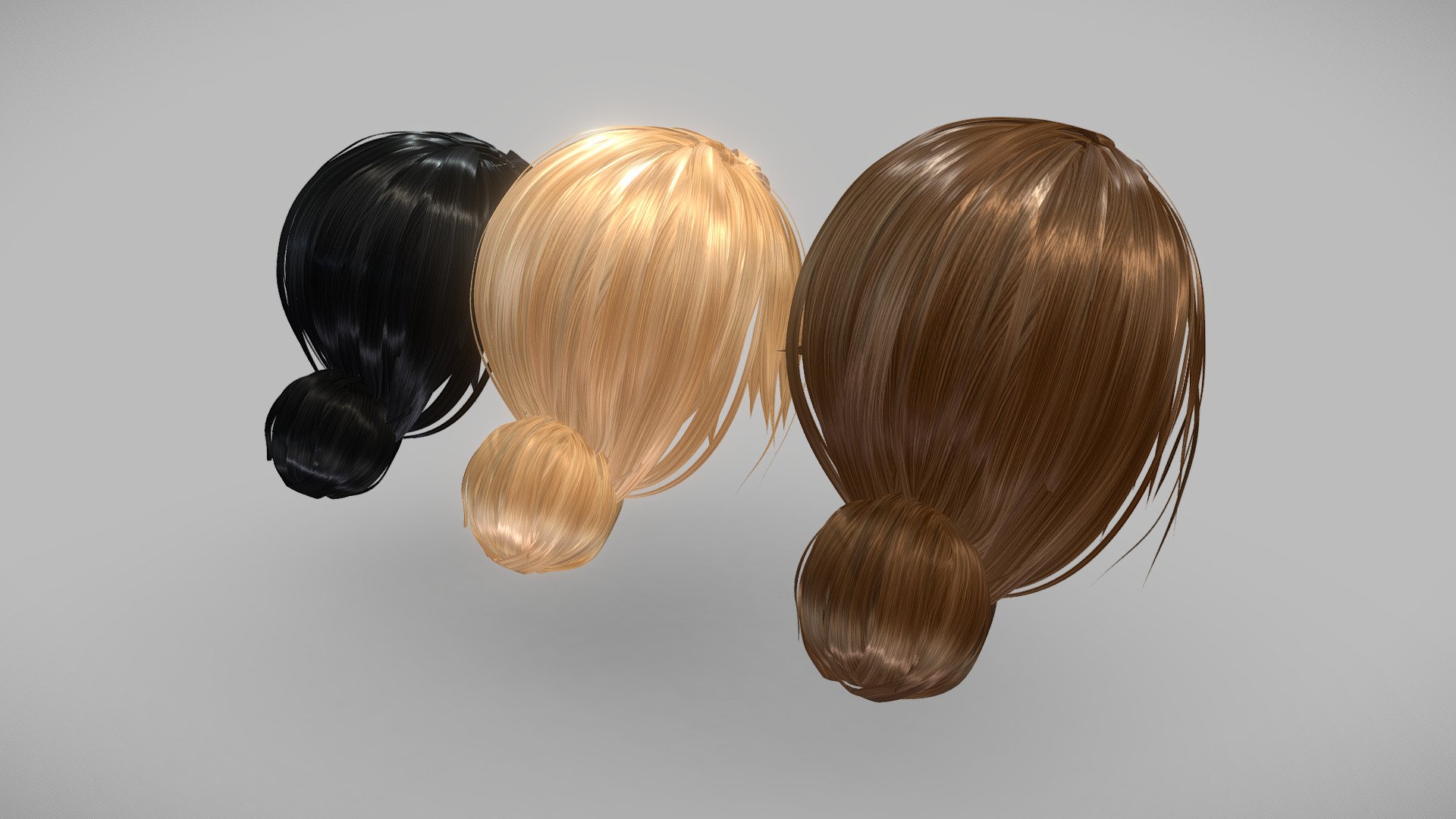 Female Updo Bun Business Hair 3d model