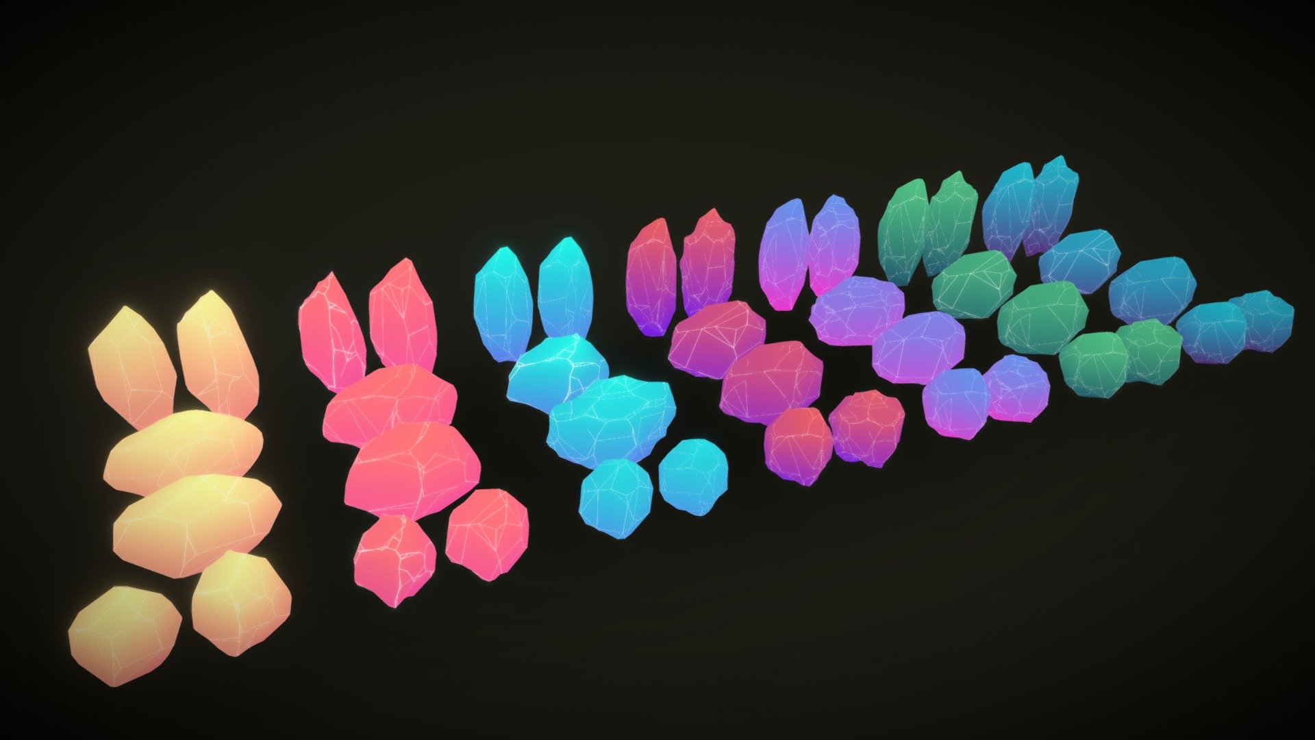 Low-poly crystals set 3d model