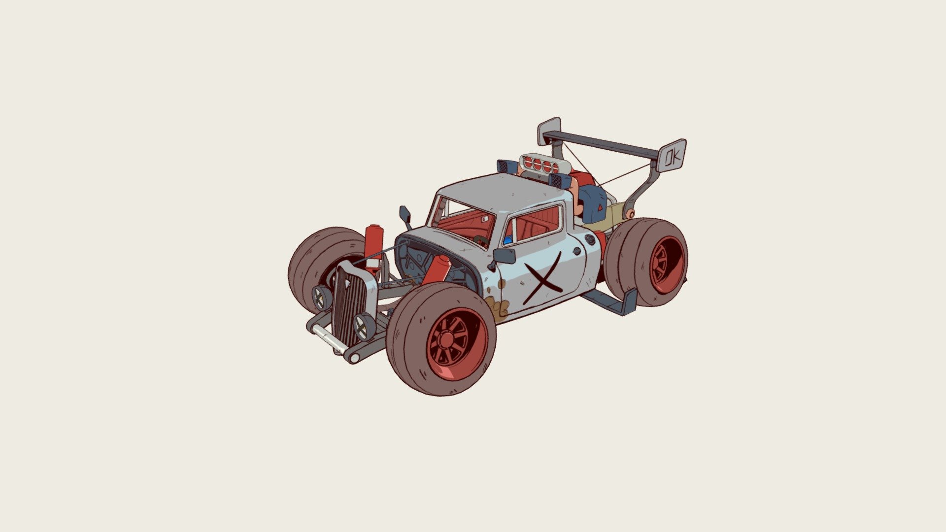 Cell shaded Hotrod 3d model