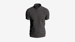 Short Sleeve Polo Shirt for Men Mockup 02 Black