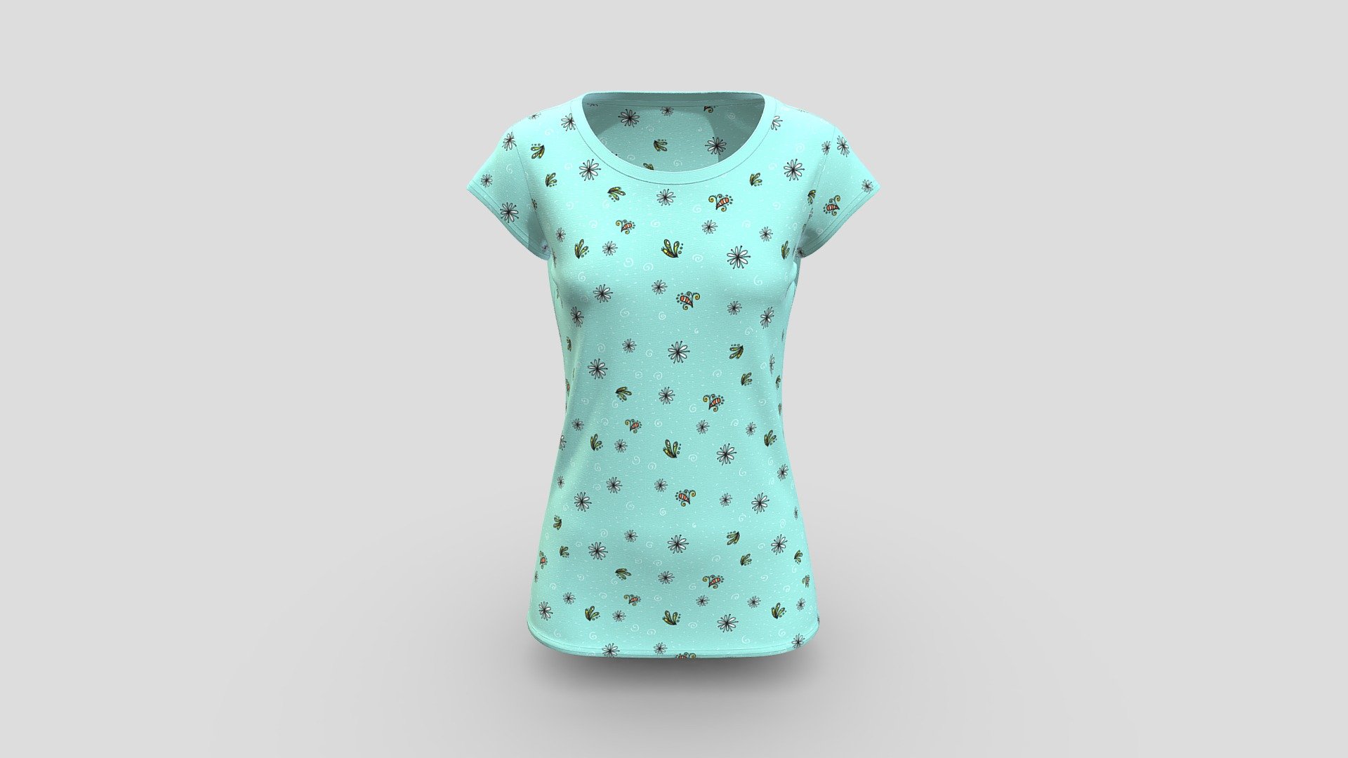 Tops Tee Casual Short Sleeve 3d model