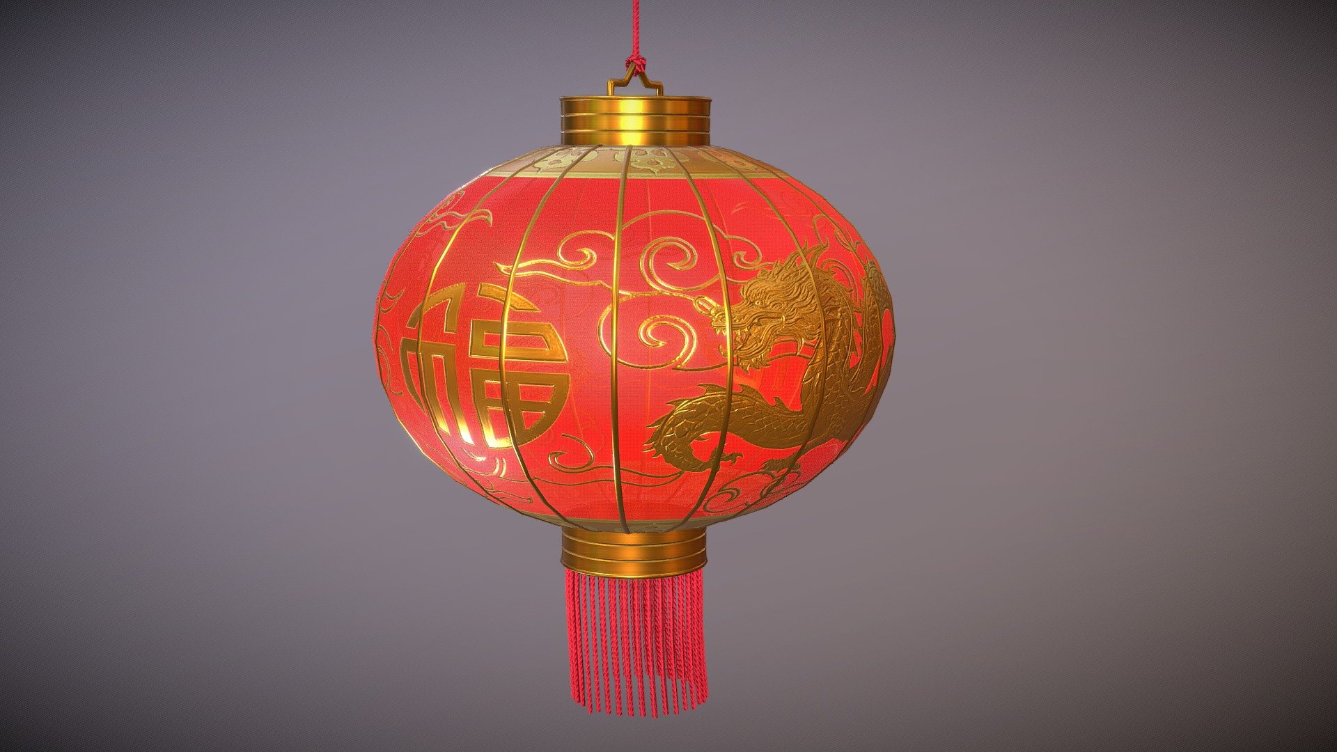 Realistic Lowpoly Chinese Lantern 3d model