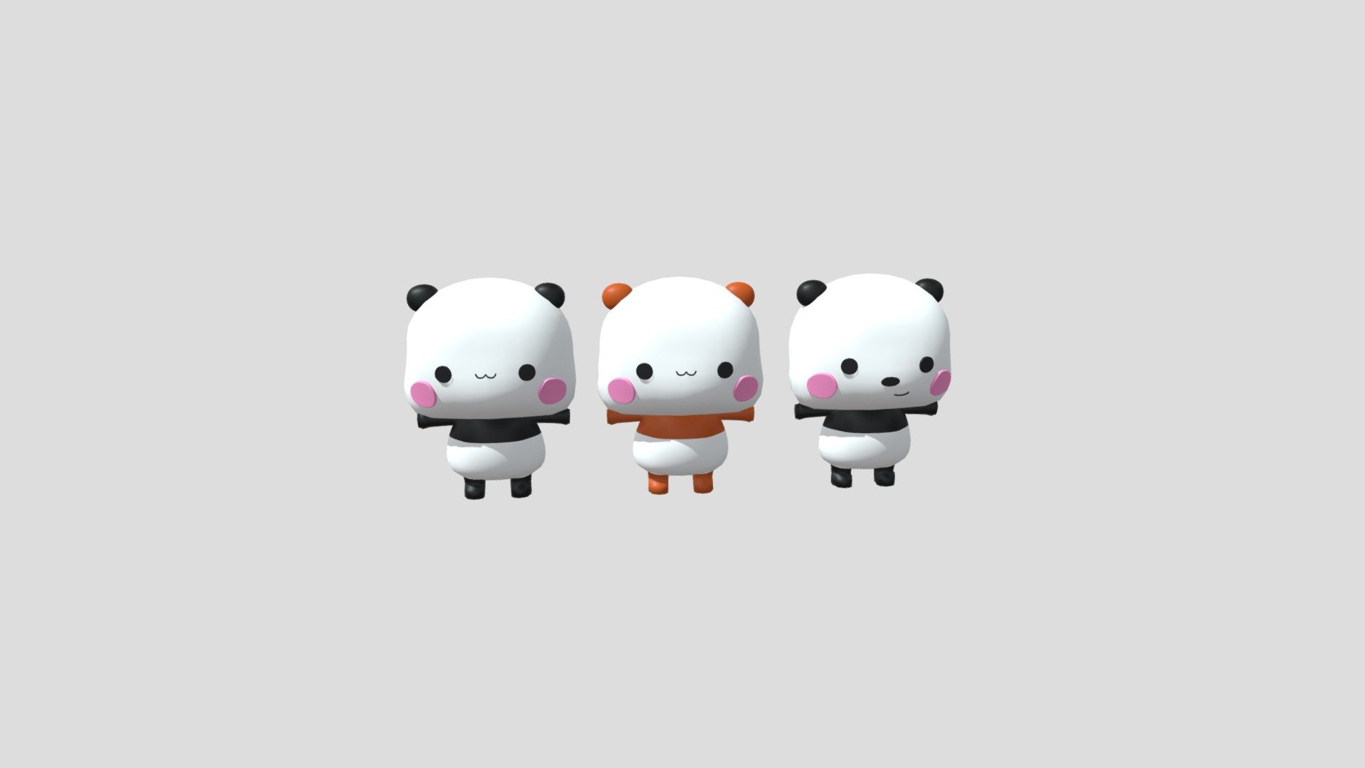 Three Cute Pandas 3d model