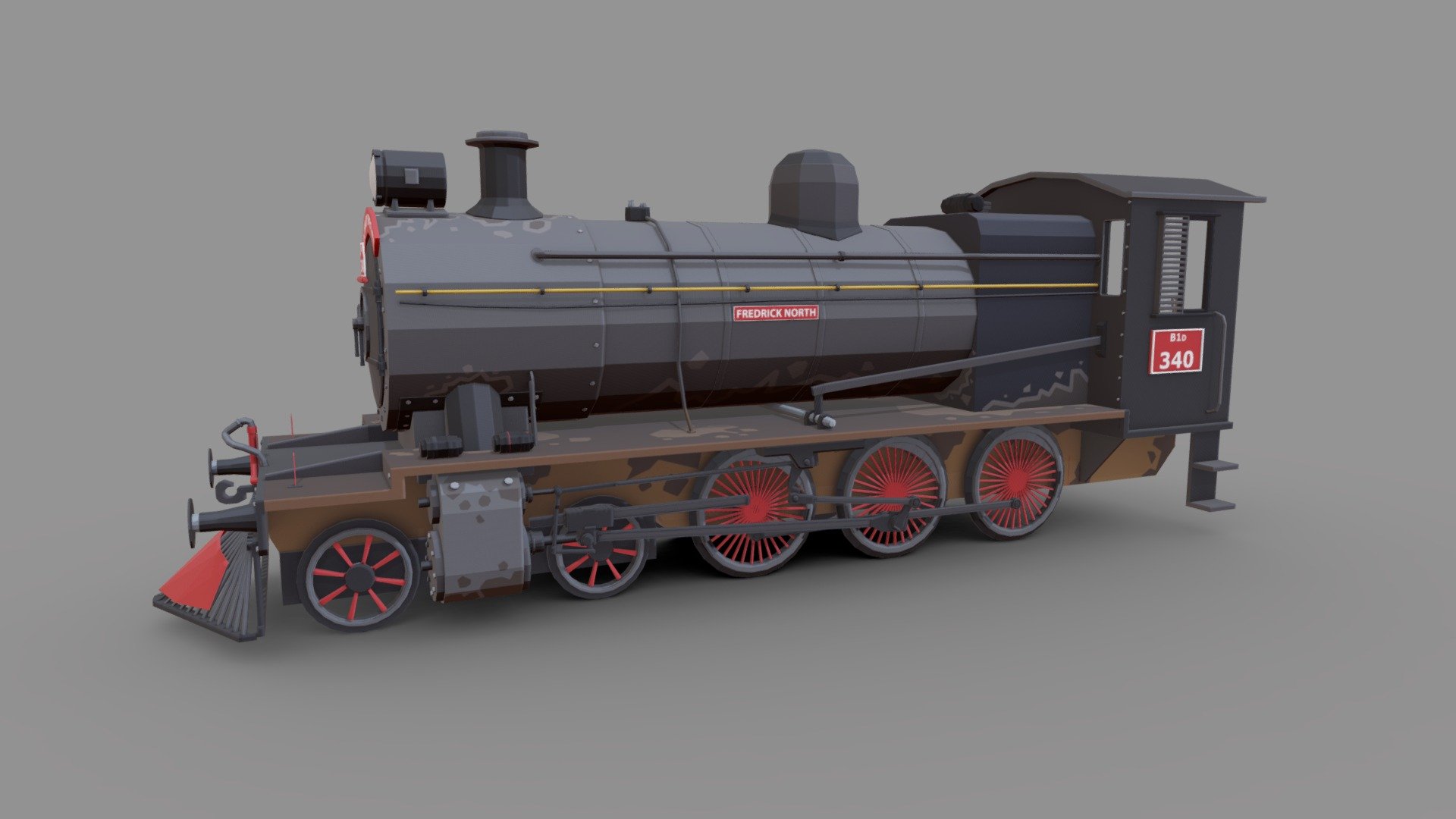 British Railway Steam Train Engine | Lowpoly 3d model