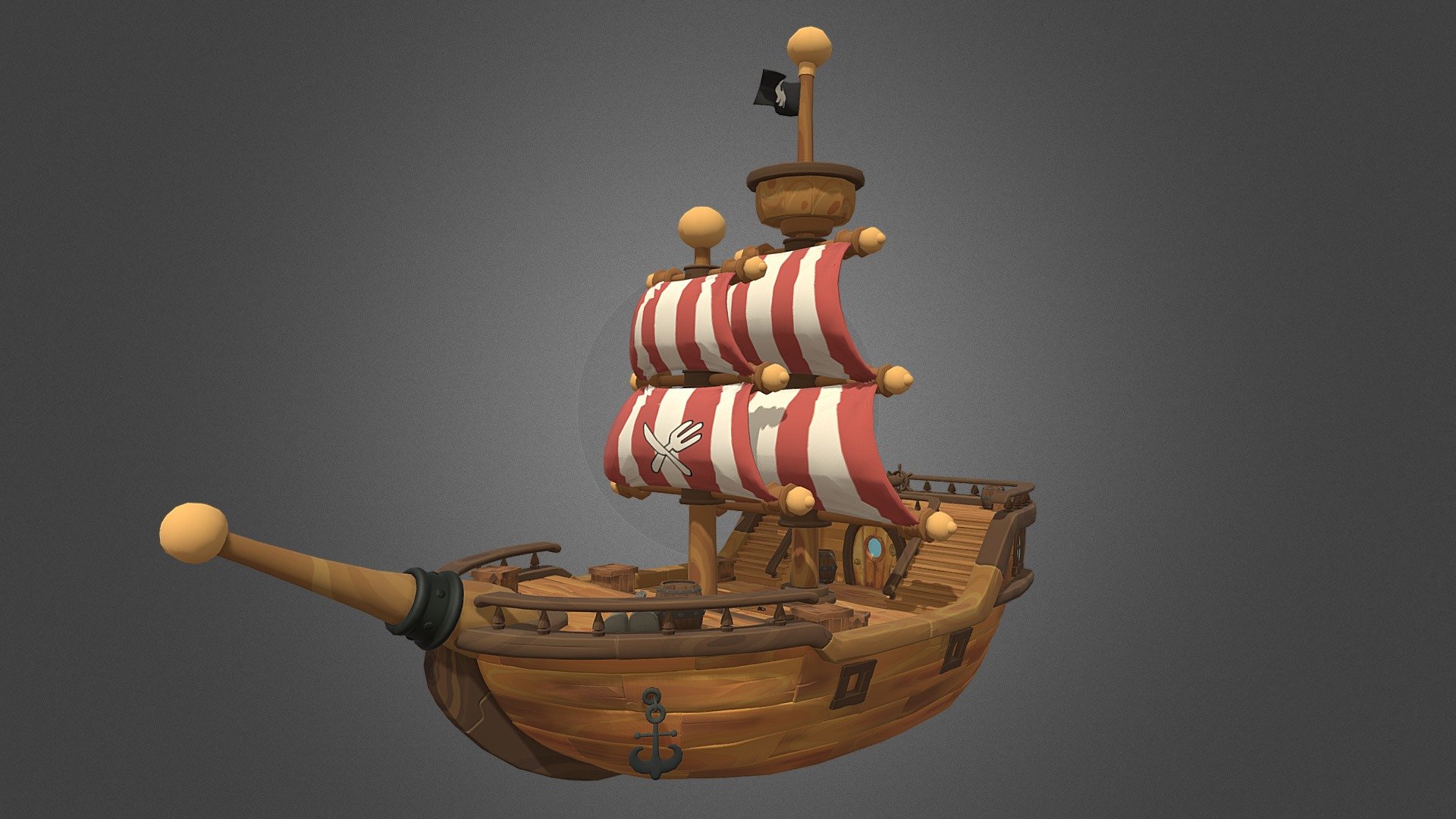 cartoon ship 3d model