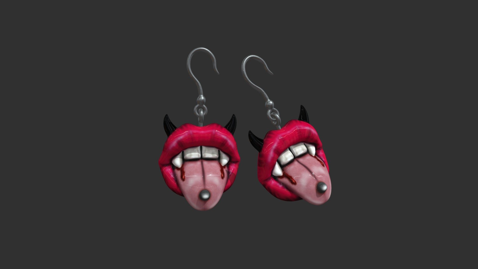 vampire mouth earrings jewelry 3d model