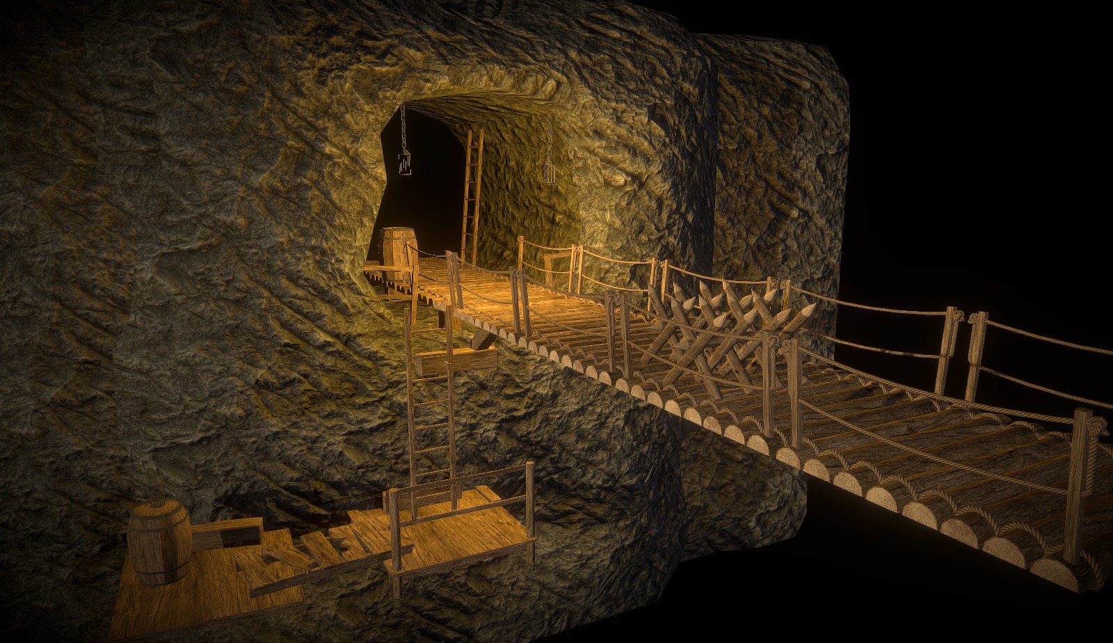 Cave Bridge Diorama 3d model