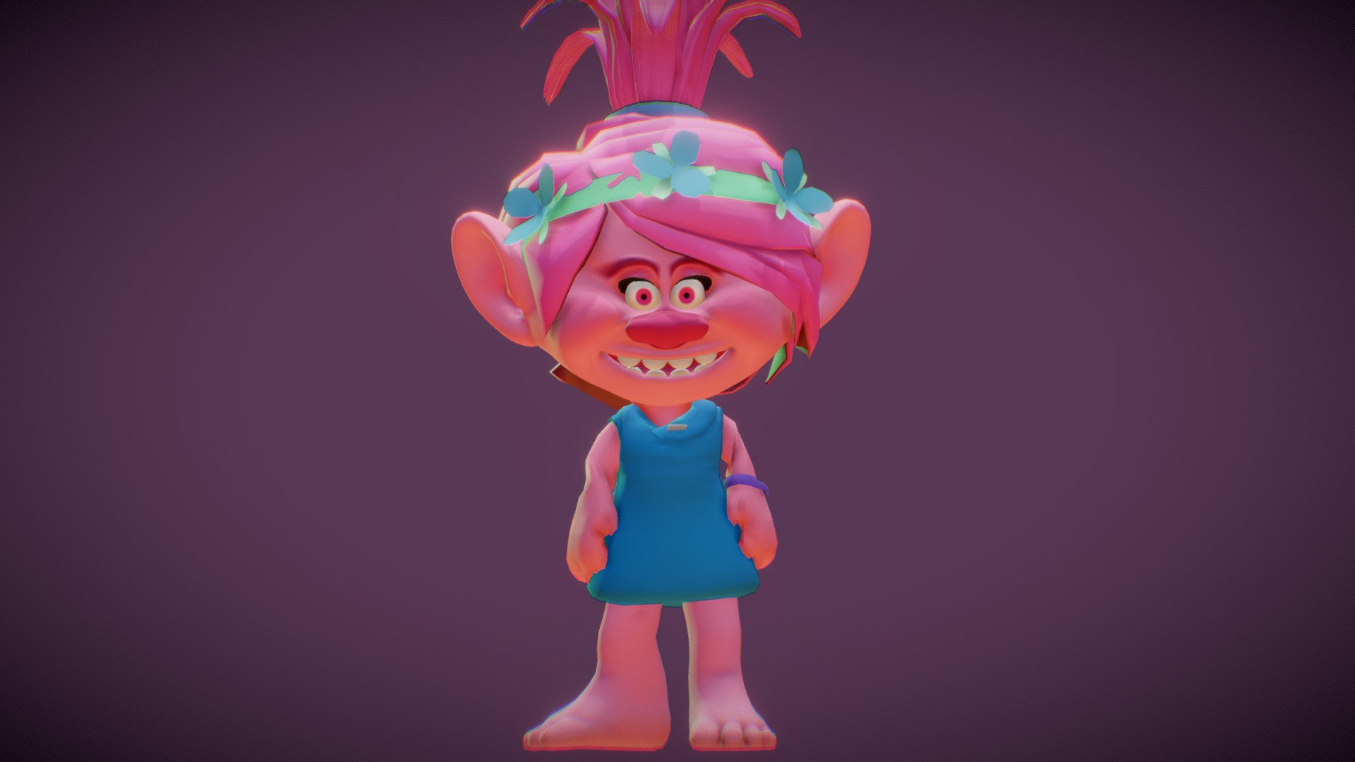 Trolls Queen Poppy pbr animated 3d model