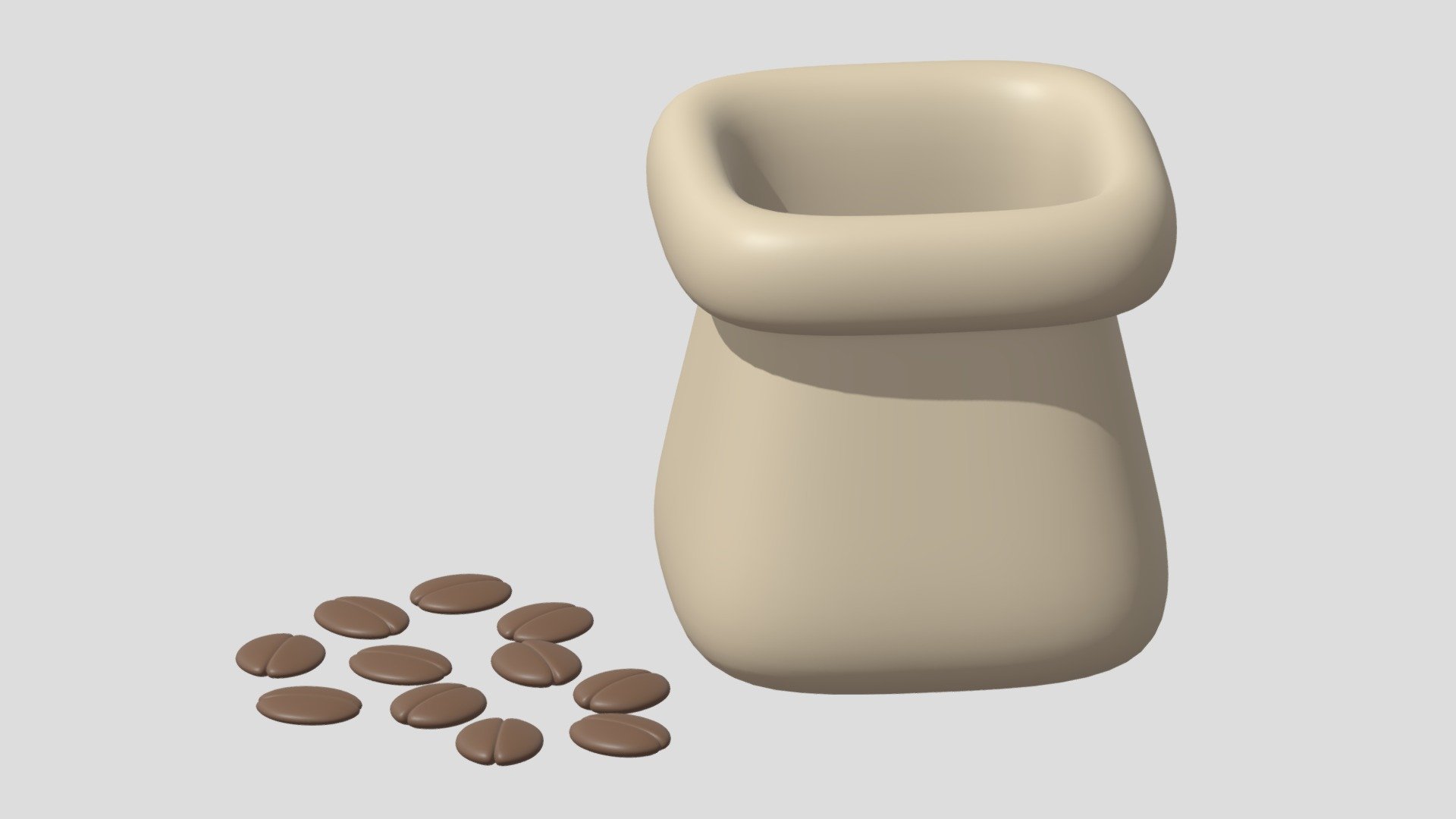 Cartoon Coffee Bean and Coffee Sack 3d model