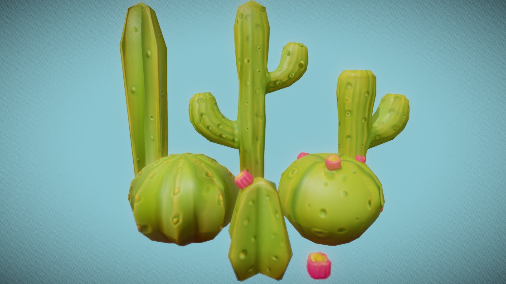 Stylised Cacti Set 3d model