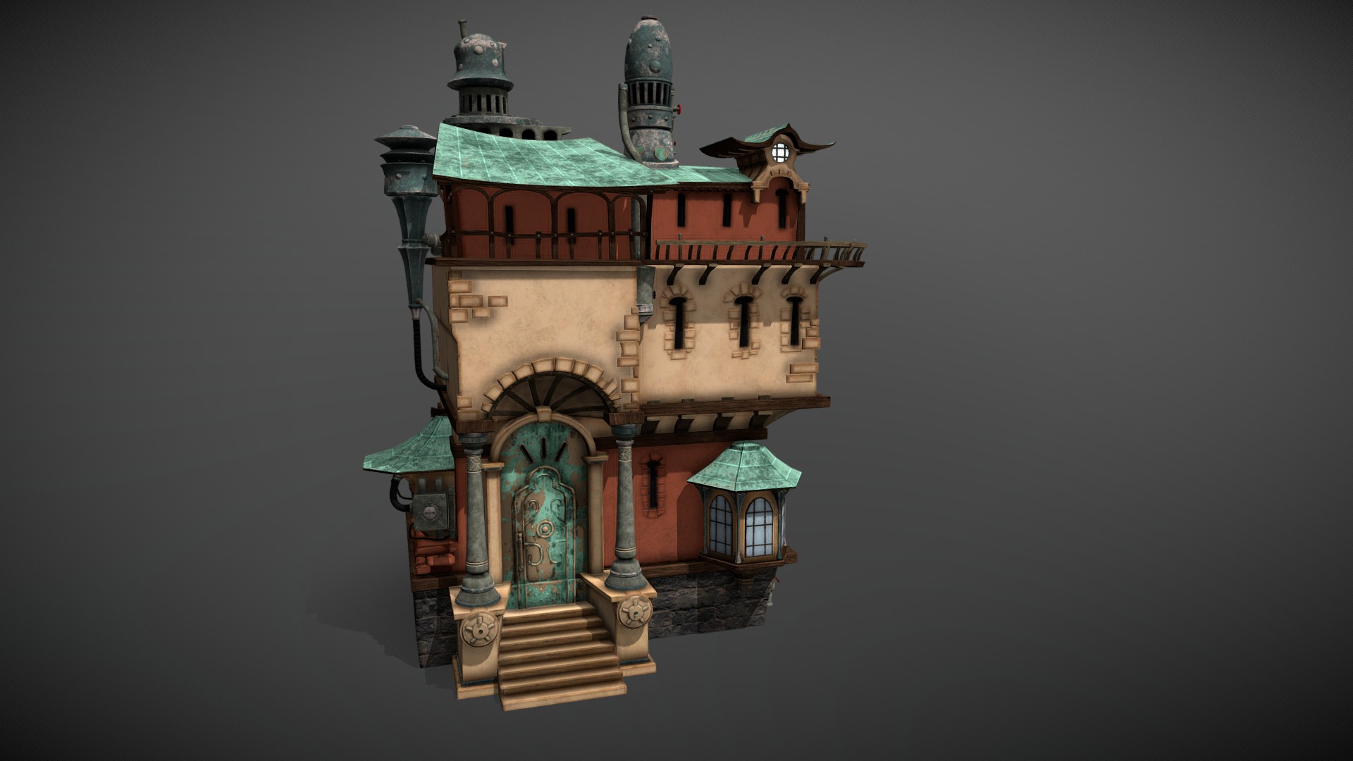 House with pipes 3d model