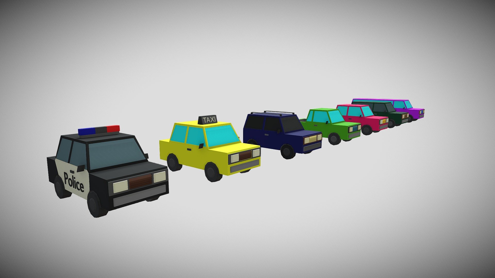 low poly cars 3d model