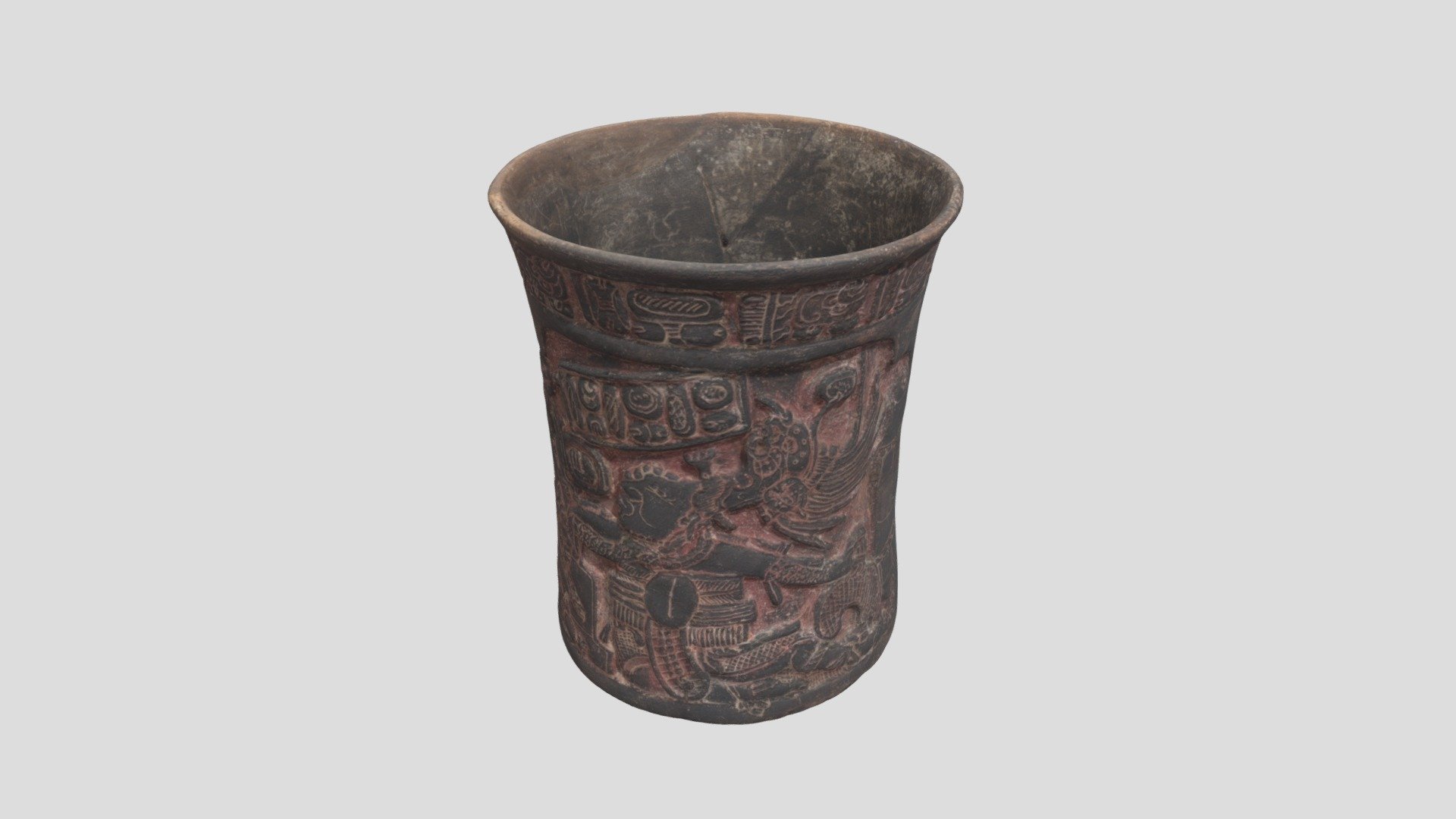 Mayan style pottery engraved with ball player 3d model