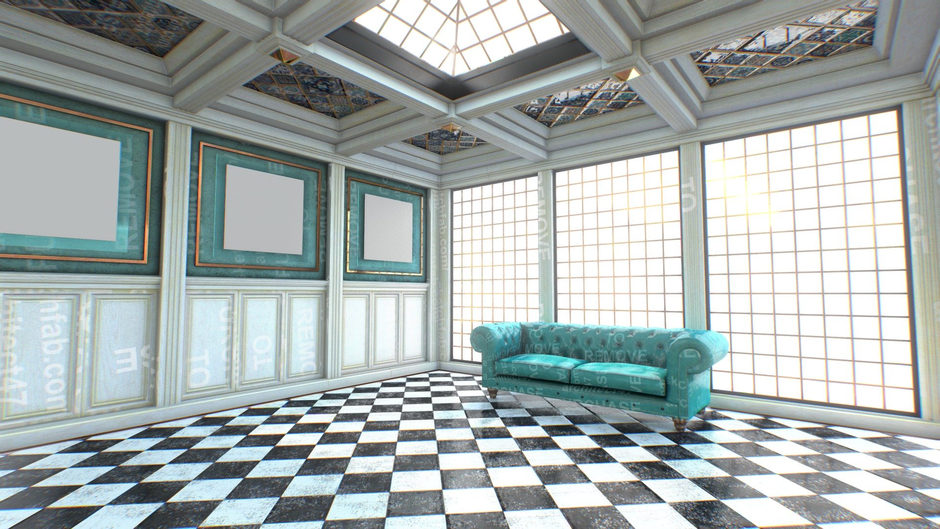 VR Gallery "Classic" Fake lighting Updated 06/23 3d model