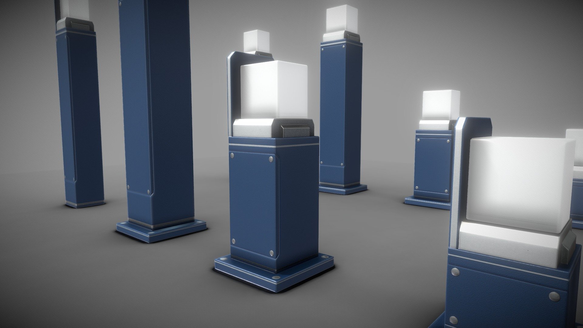 Street Light (8) Light Bollard Blue 3d model