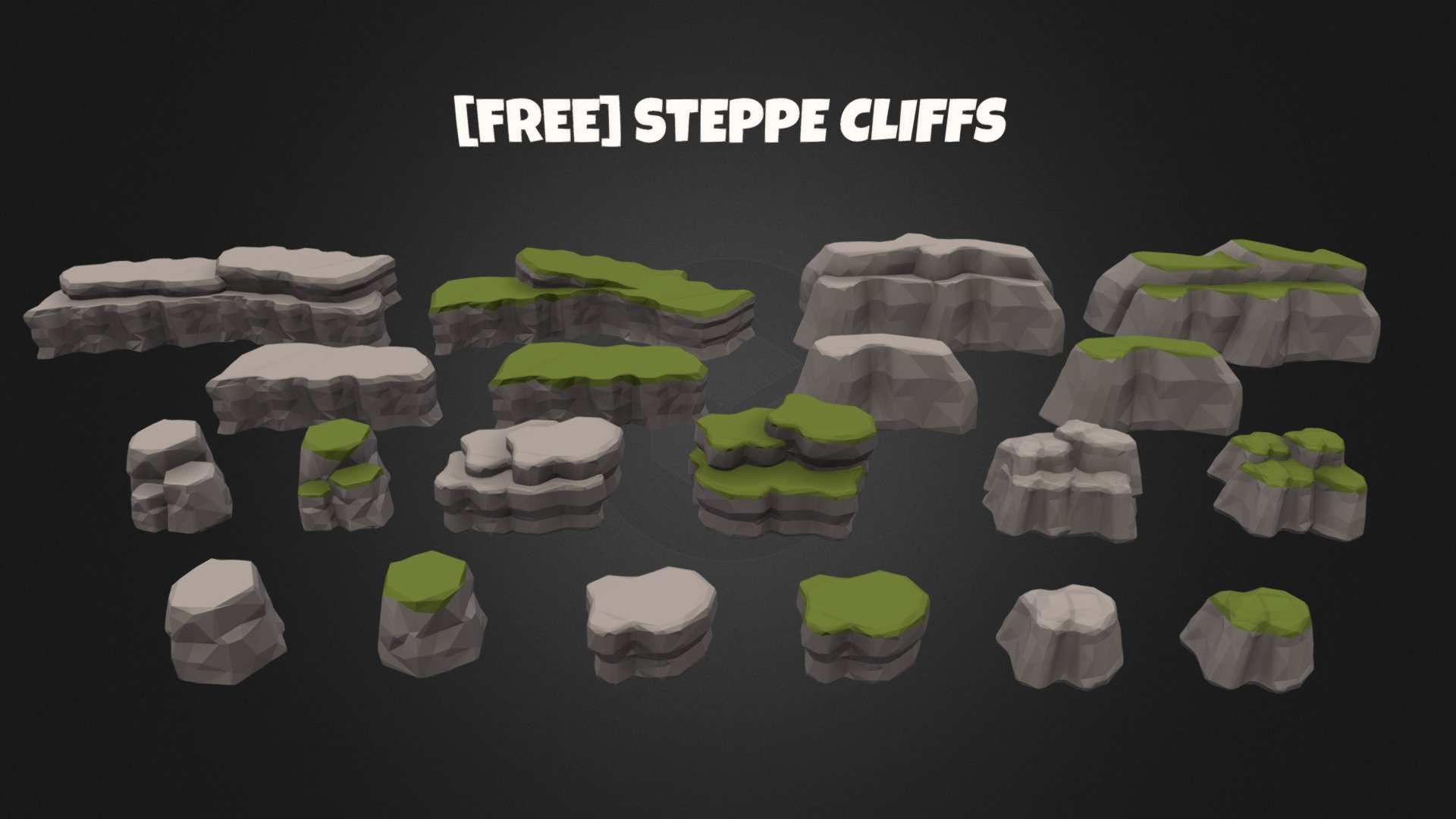 [FREE] Lowpoly Steppe Cliffs [Asset pack] 3d model