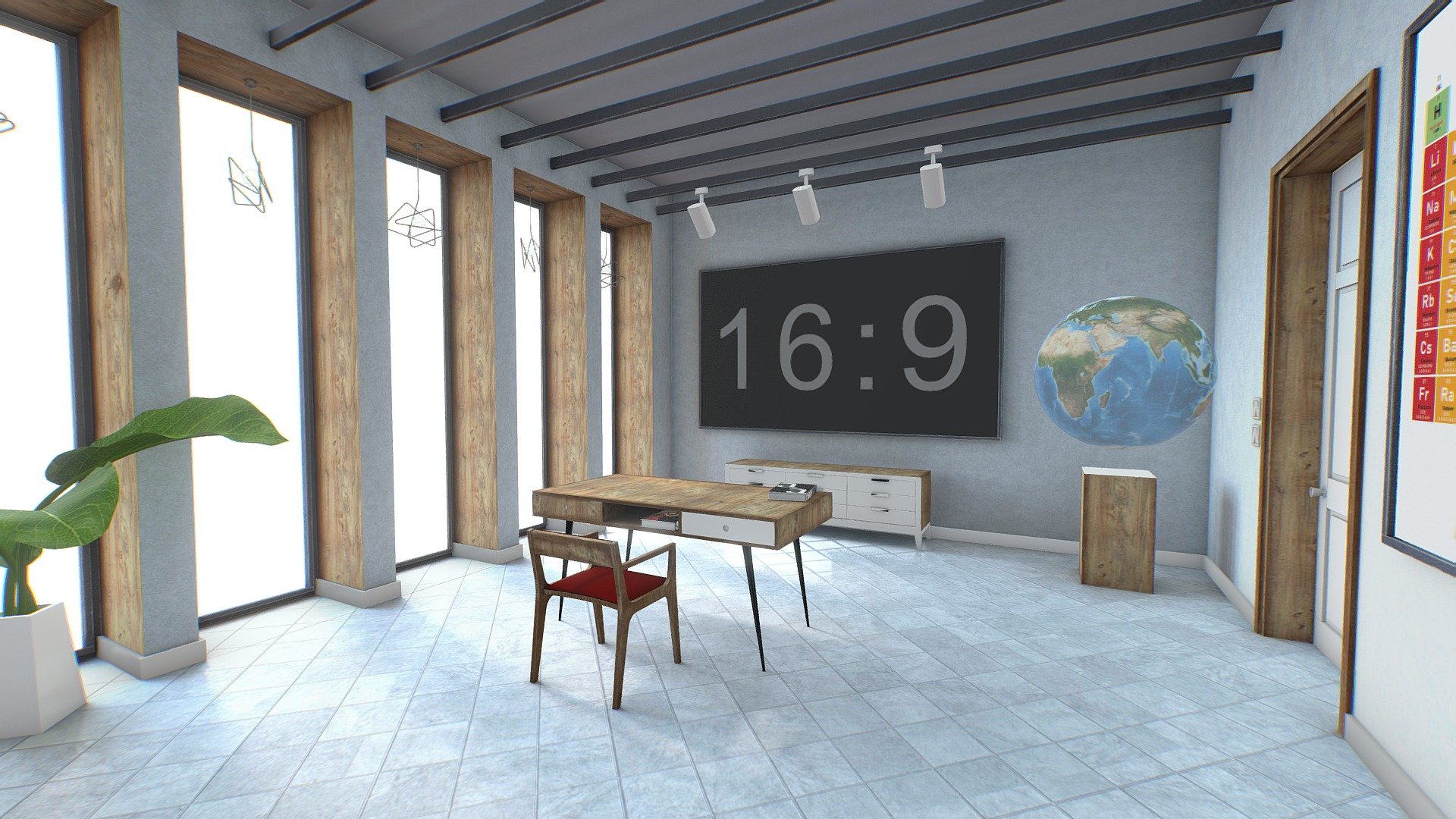 G0023 VR Virtual Reality Classroom 3d model