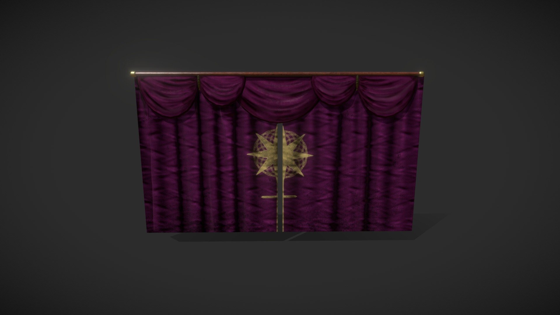 Animated church curtains. 3d model