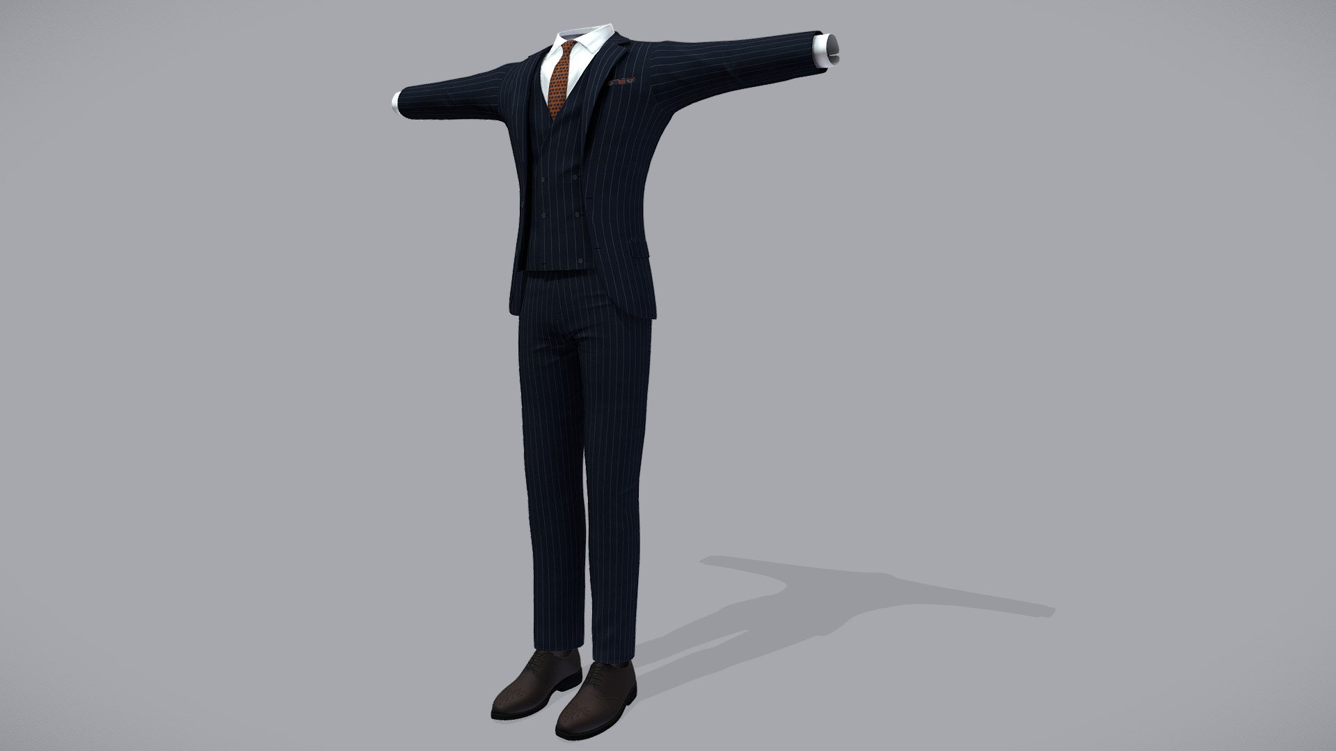 Mens Striped Full Business Suit 3d model