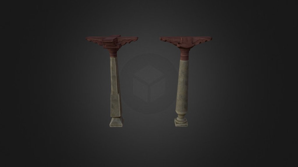 Traditional Pillars from a south Indian home 3d model