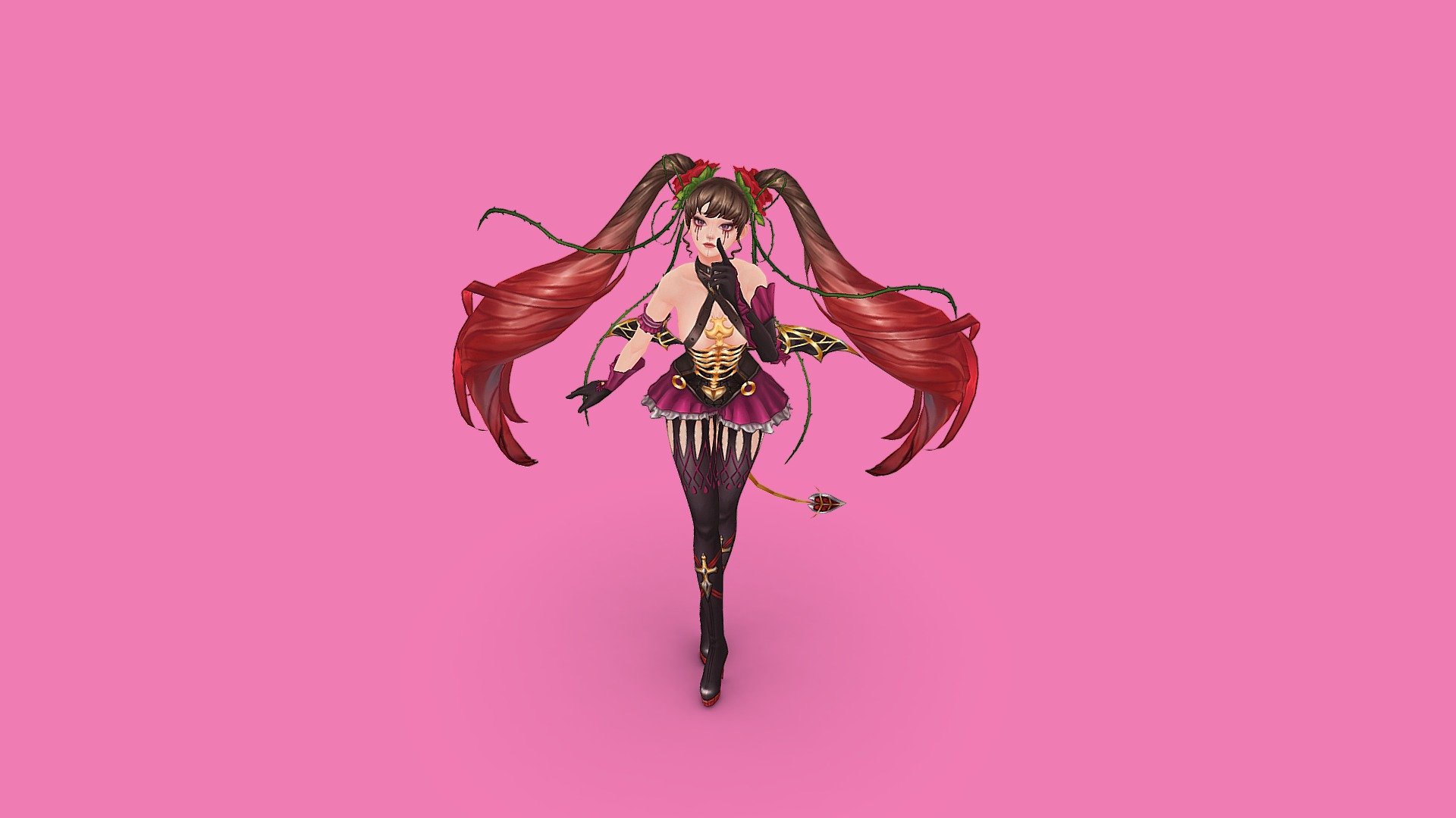 Devil rose girl hanpainted 3d 3d model