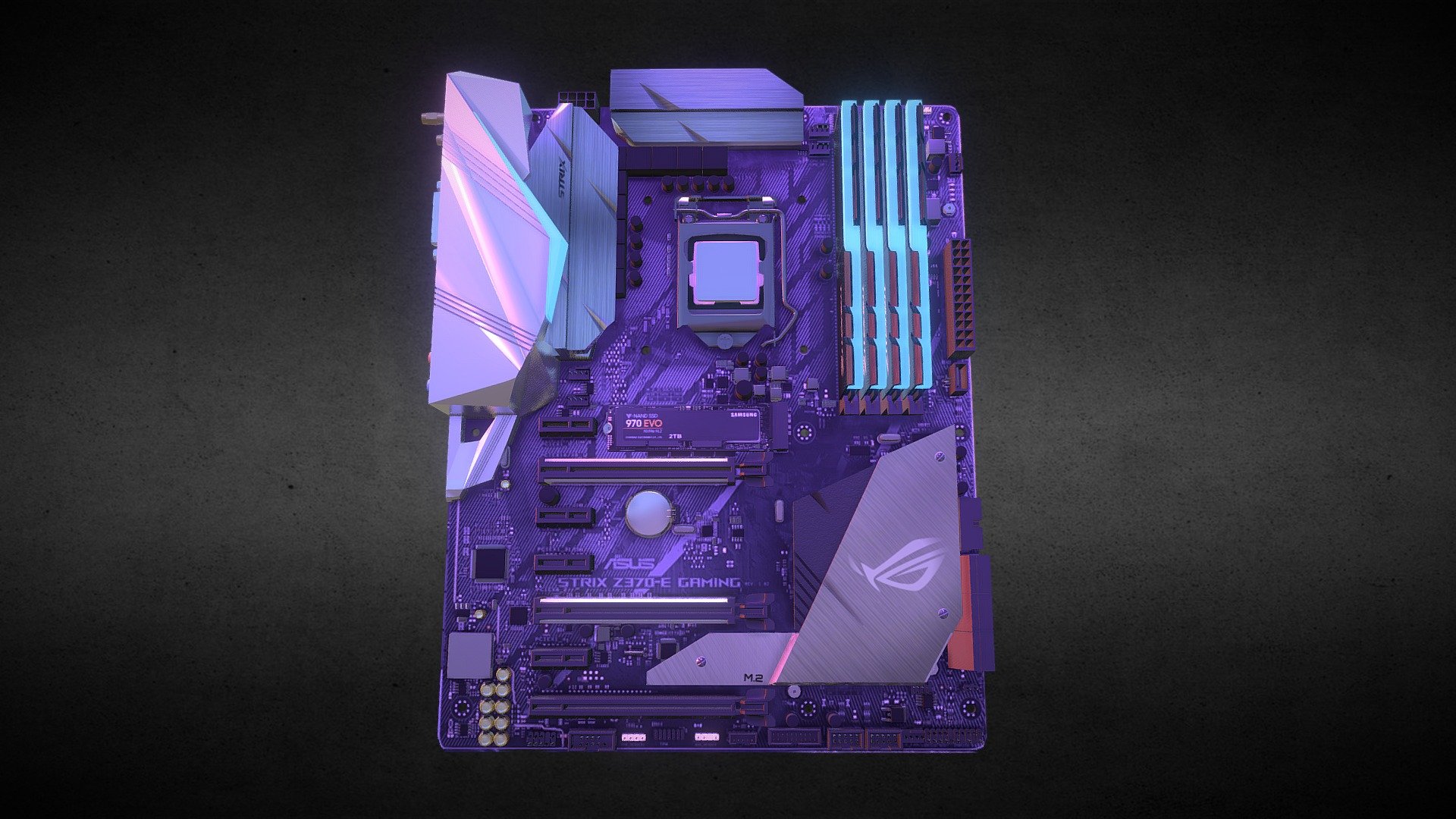 MotherBoard + Components 3d model