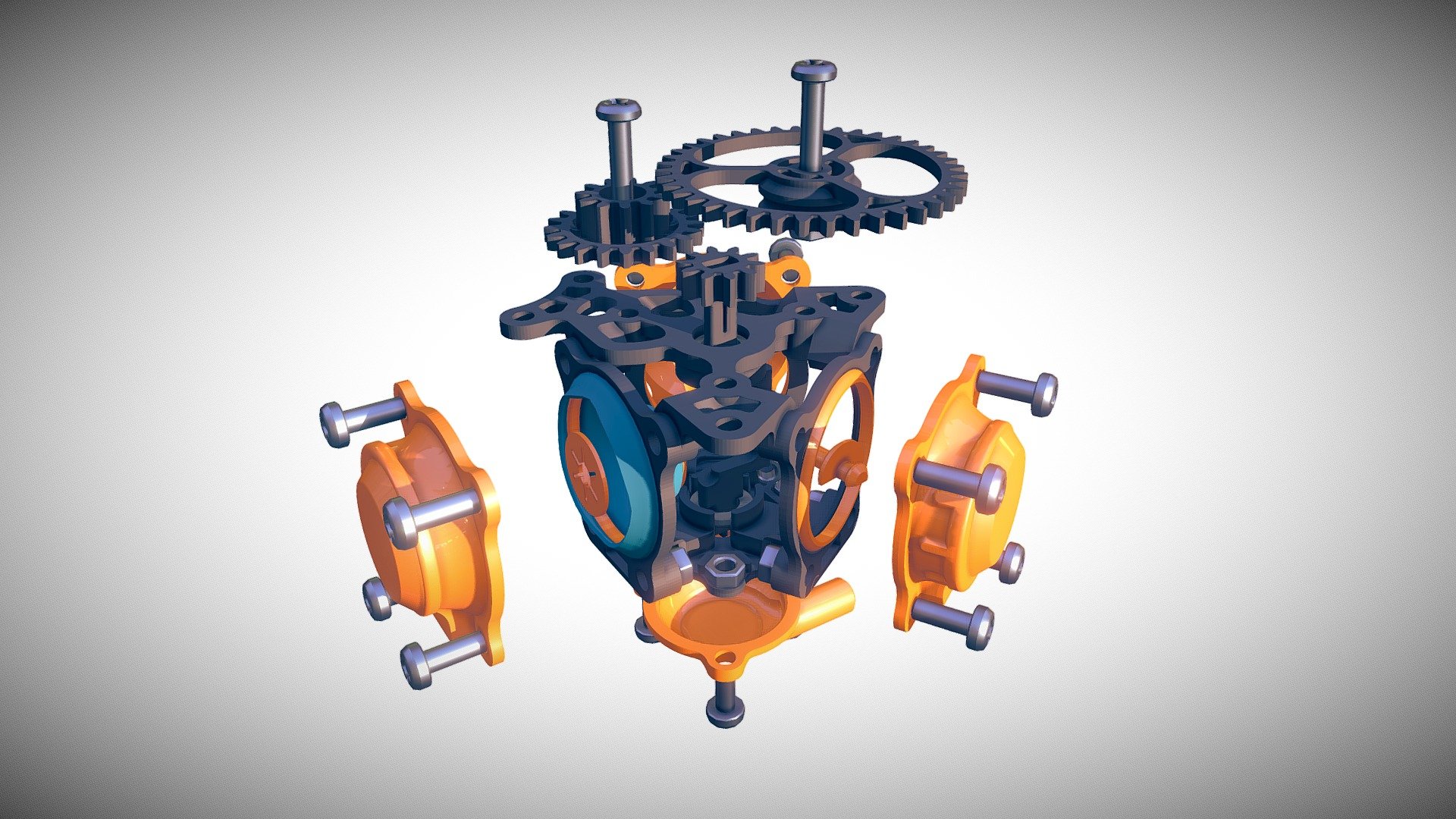 3d Printable Radial Pneumatic Engine 3d model