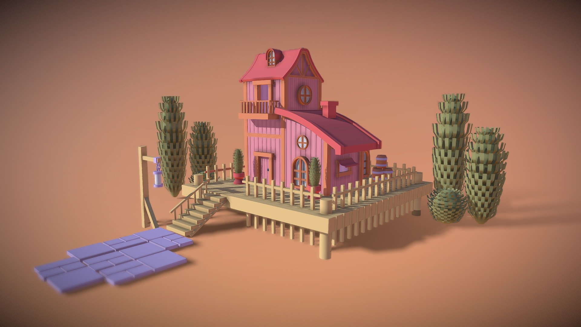 Pink House 3d model