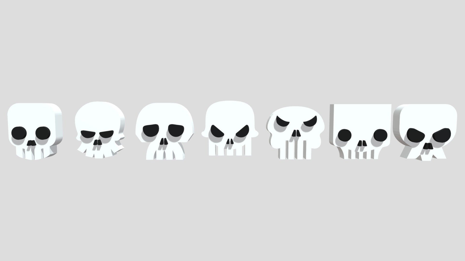 3D Skull Icon Set 3d model