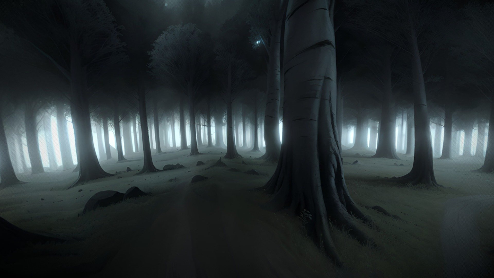 creepy misty forest  skybox 007 3d model