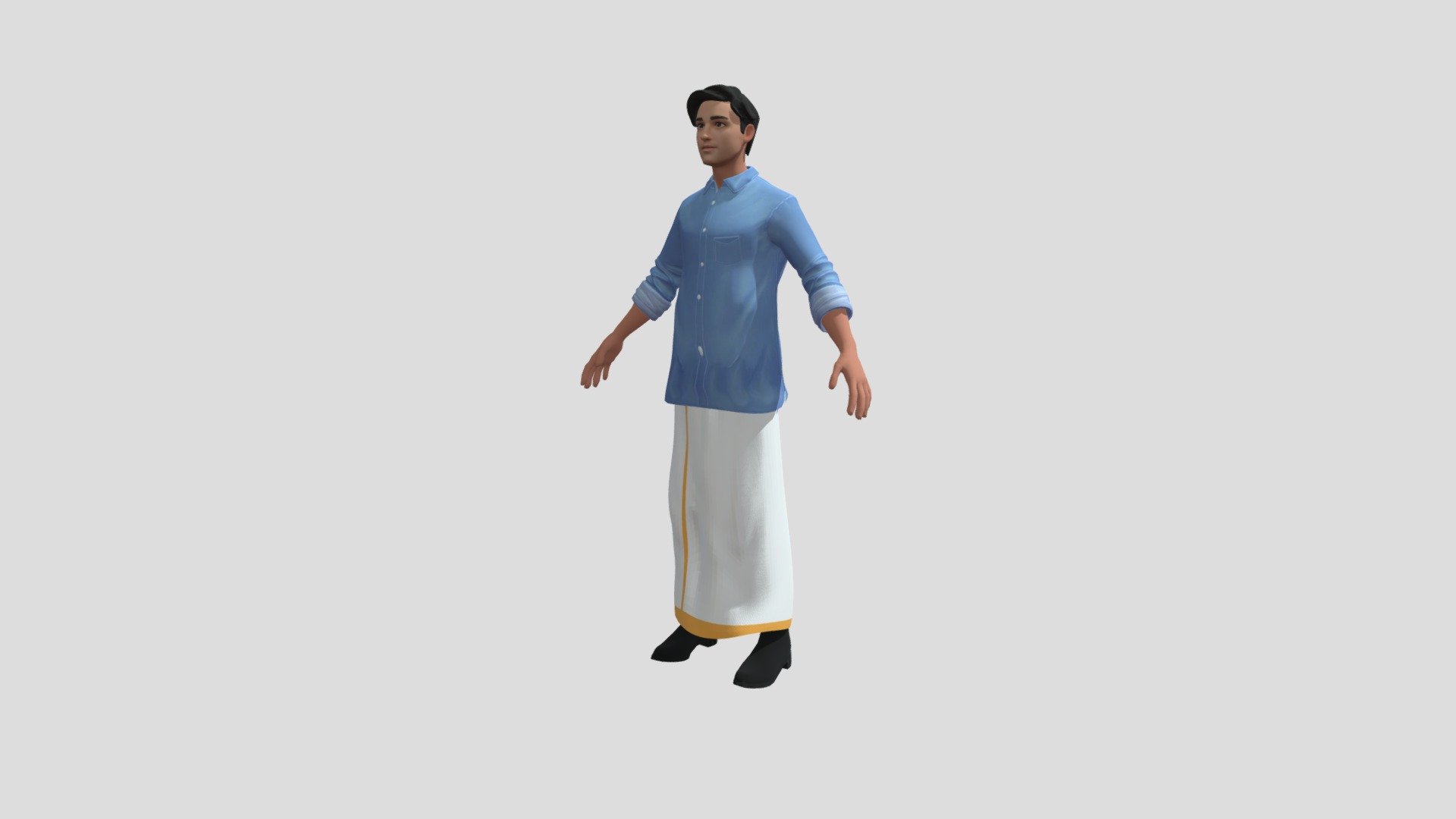 Indian Man In Dhoti 3d model