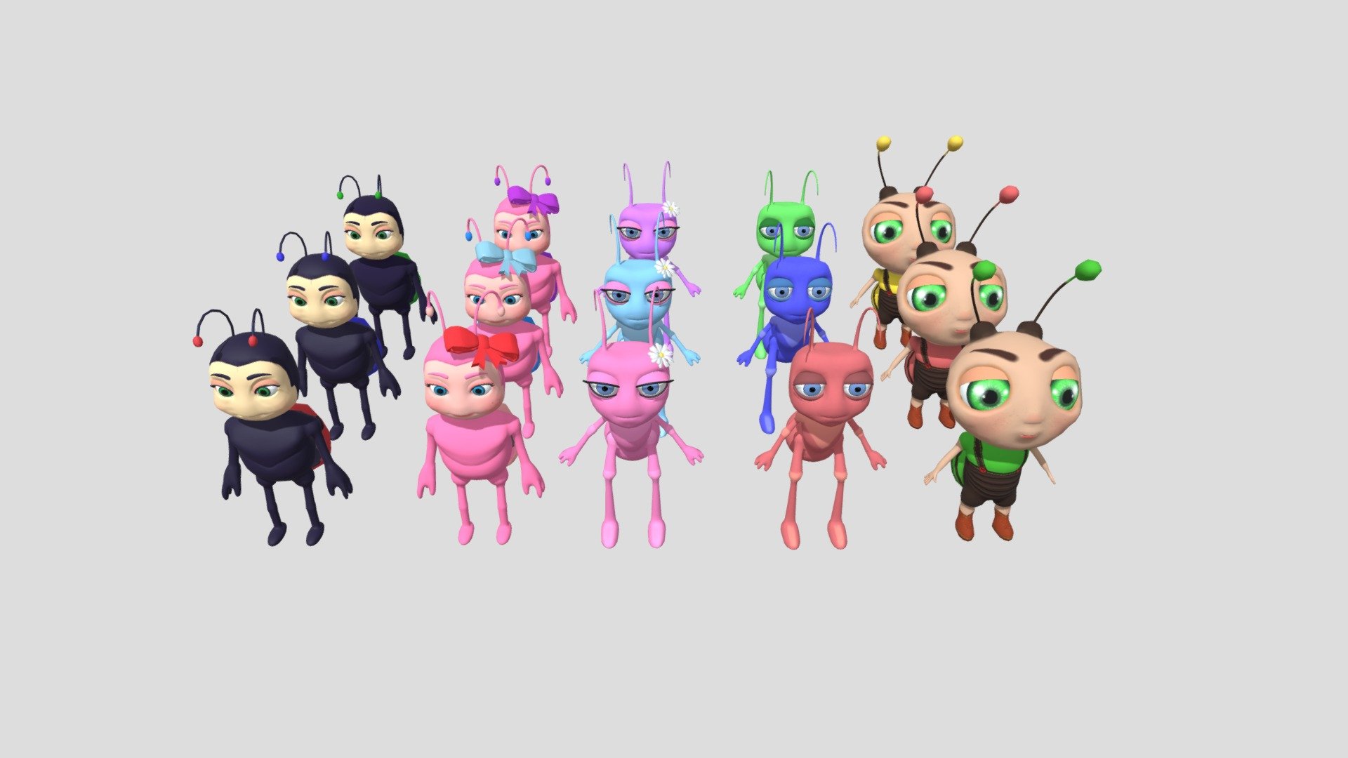 Insect Character Bundle: 15 Rigged Models 3d model