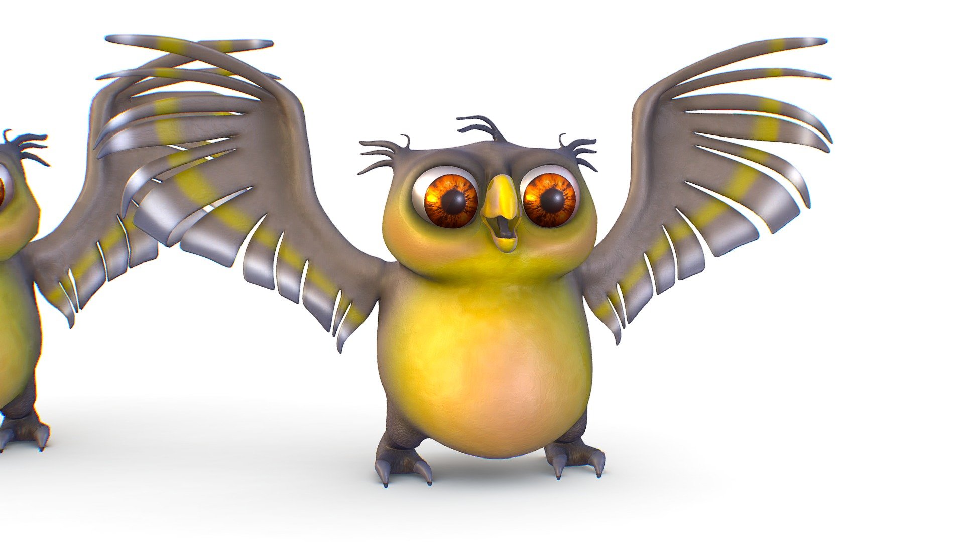 Subdivision Toon Grey Bird Owl 3d model