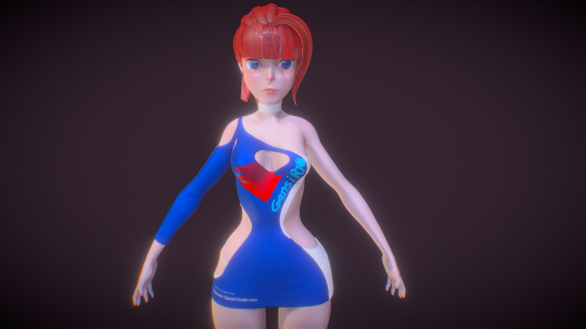 Racing Queen Blue (Original Caracter) 3d model