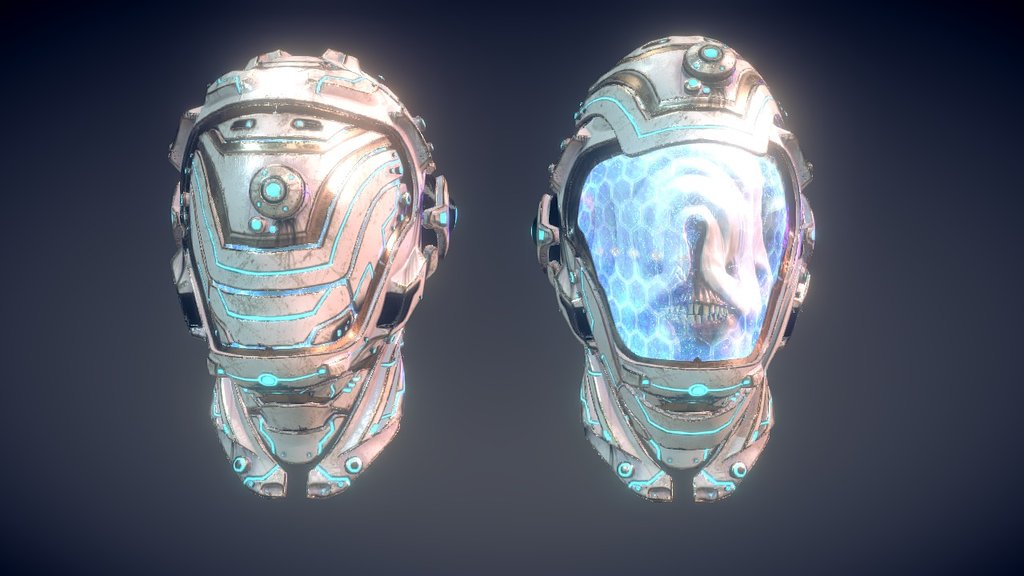 Alien head with Helmet 3d model