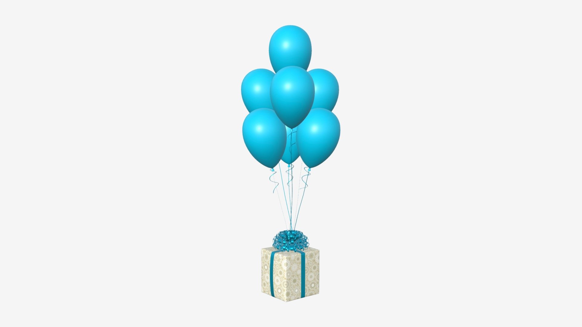 Christmas gifts wrapped with balloons 3d model