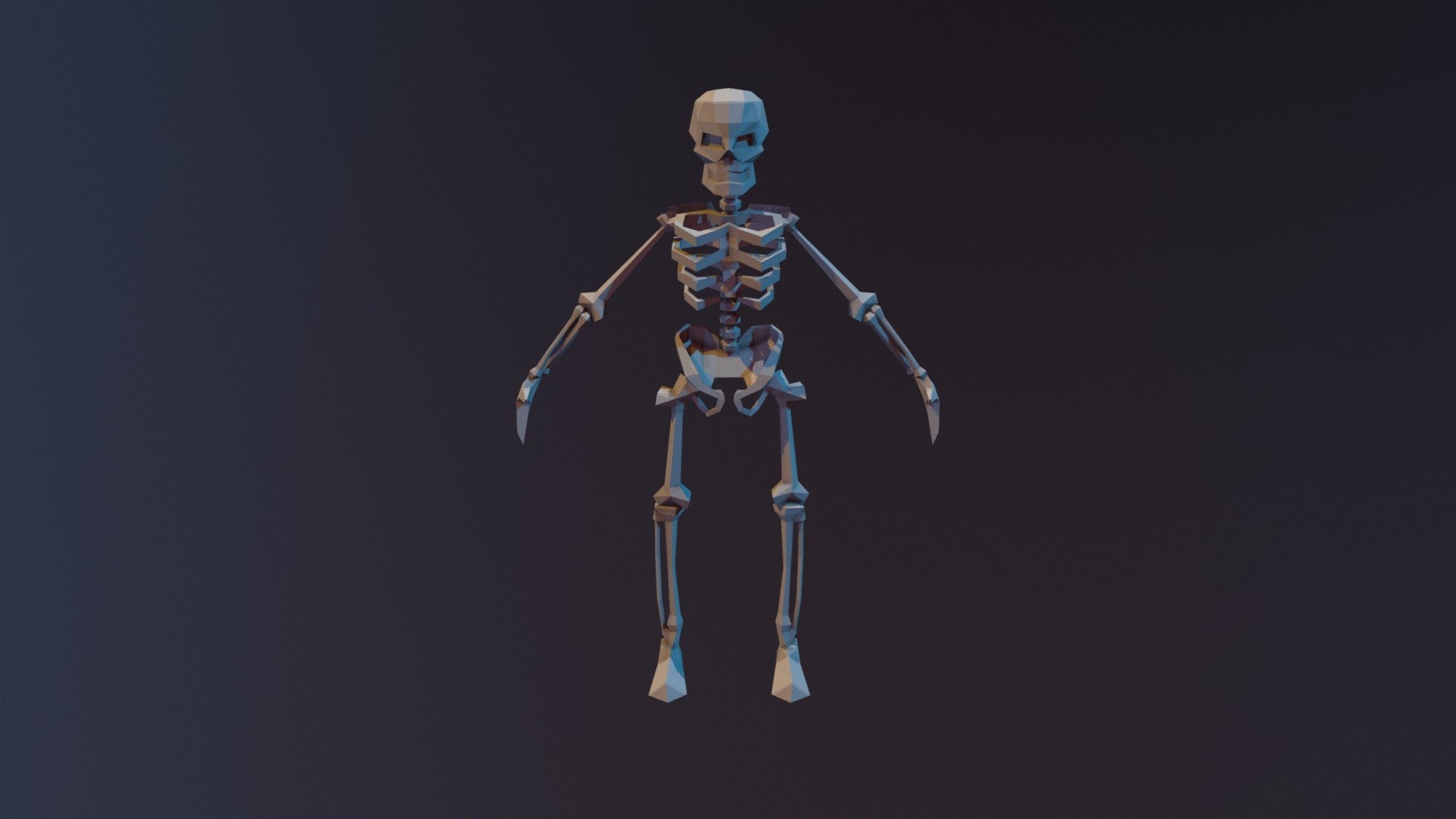 low poly skeleton character 3d model